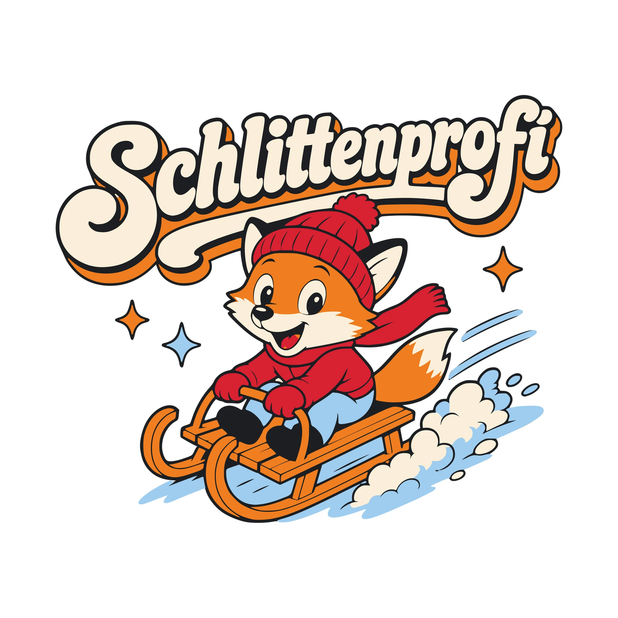 Bügelbild Schlittenprofi als Grafik auf weißem Hintergrund (BB010386)