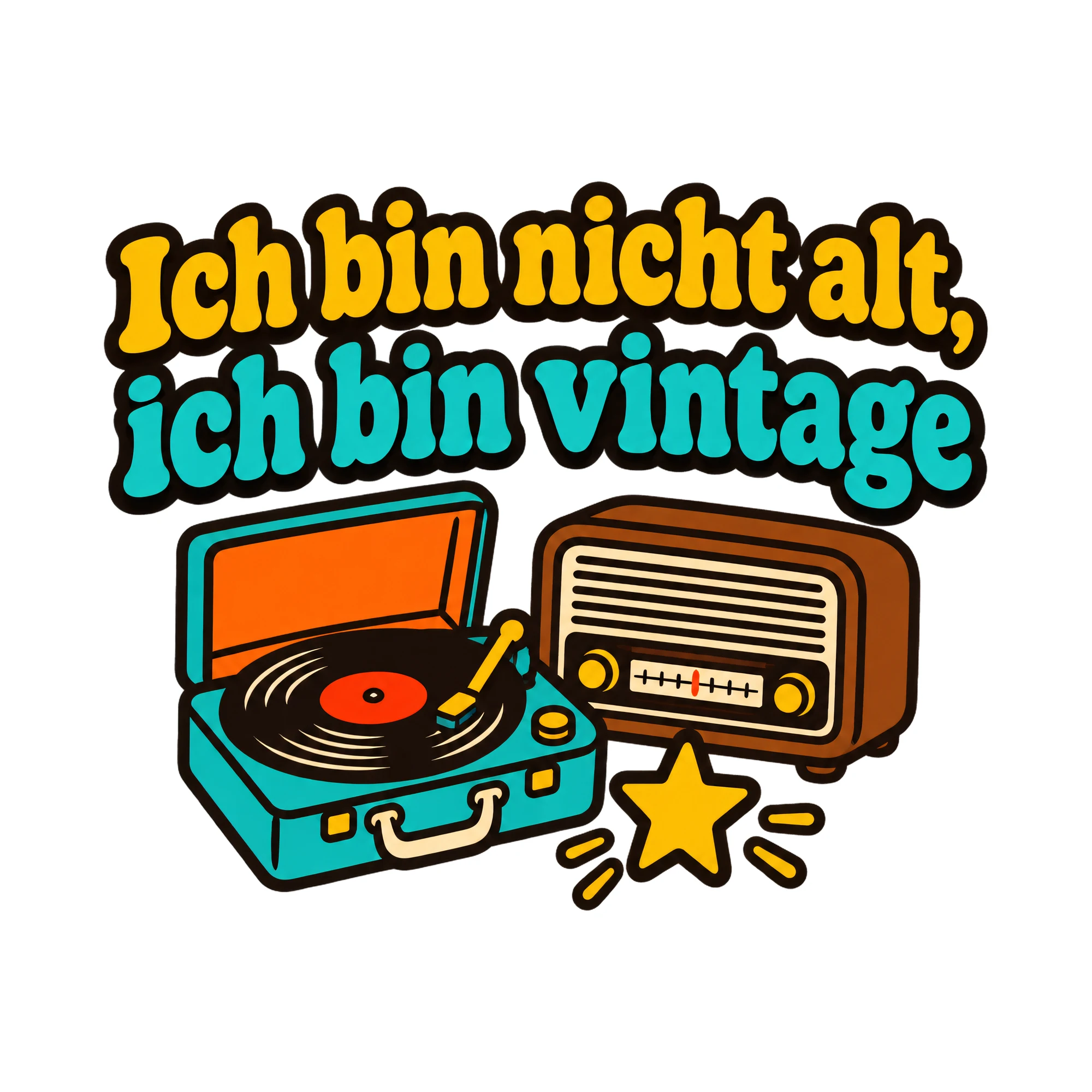 Bügelbild Ich bin nicht alt, ich bin vintage als Grafik auf weißem Hintergrund (BB018782)