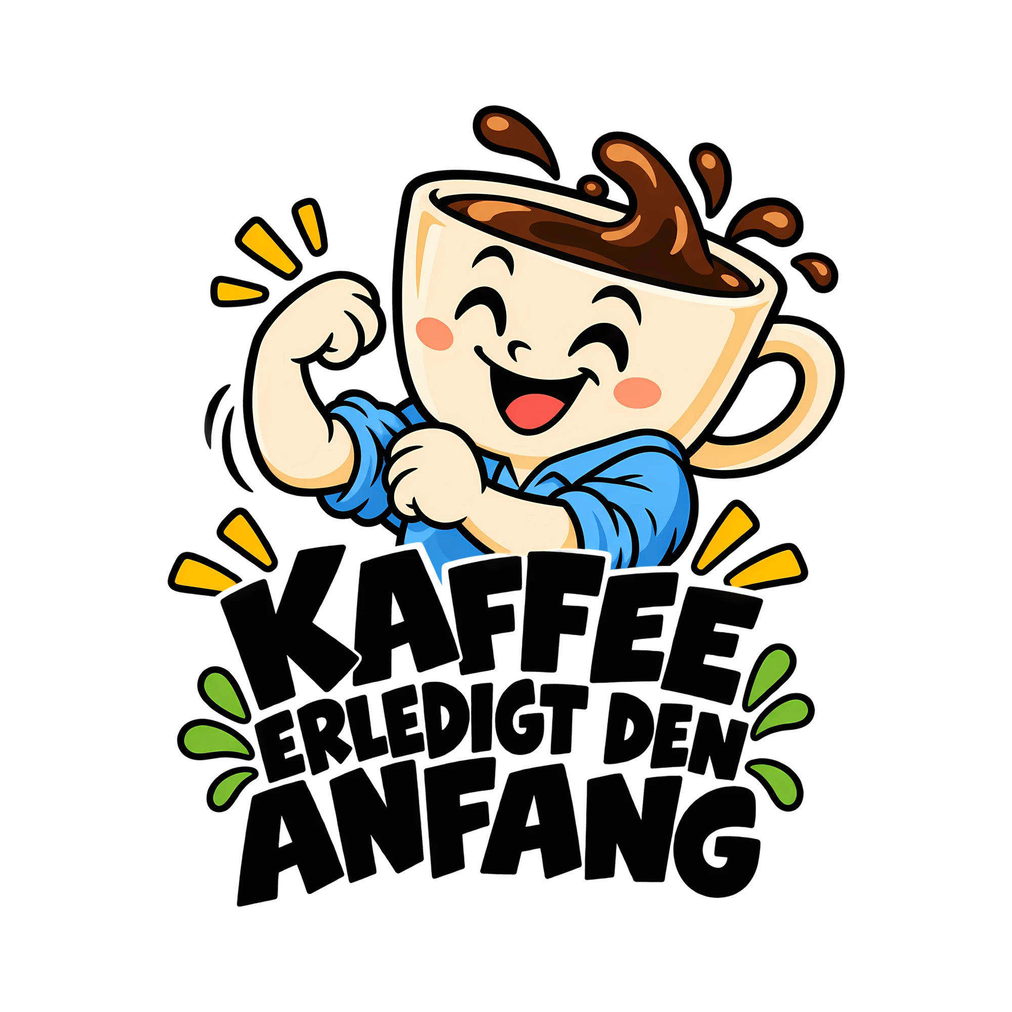 Bügelbild KAFFEE ERLEDIGT DEN ANFANG als Grafik auf weißem Hintergrund (BB012150)