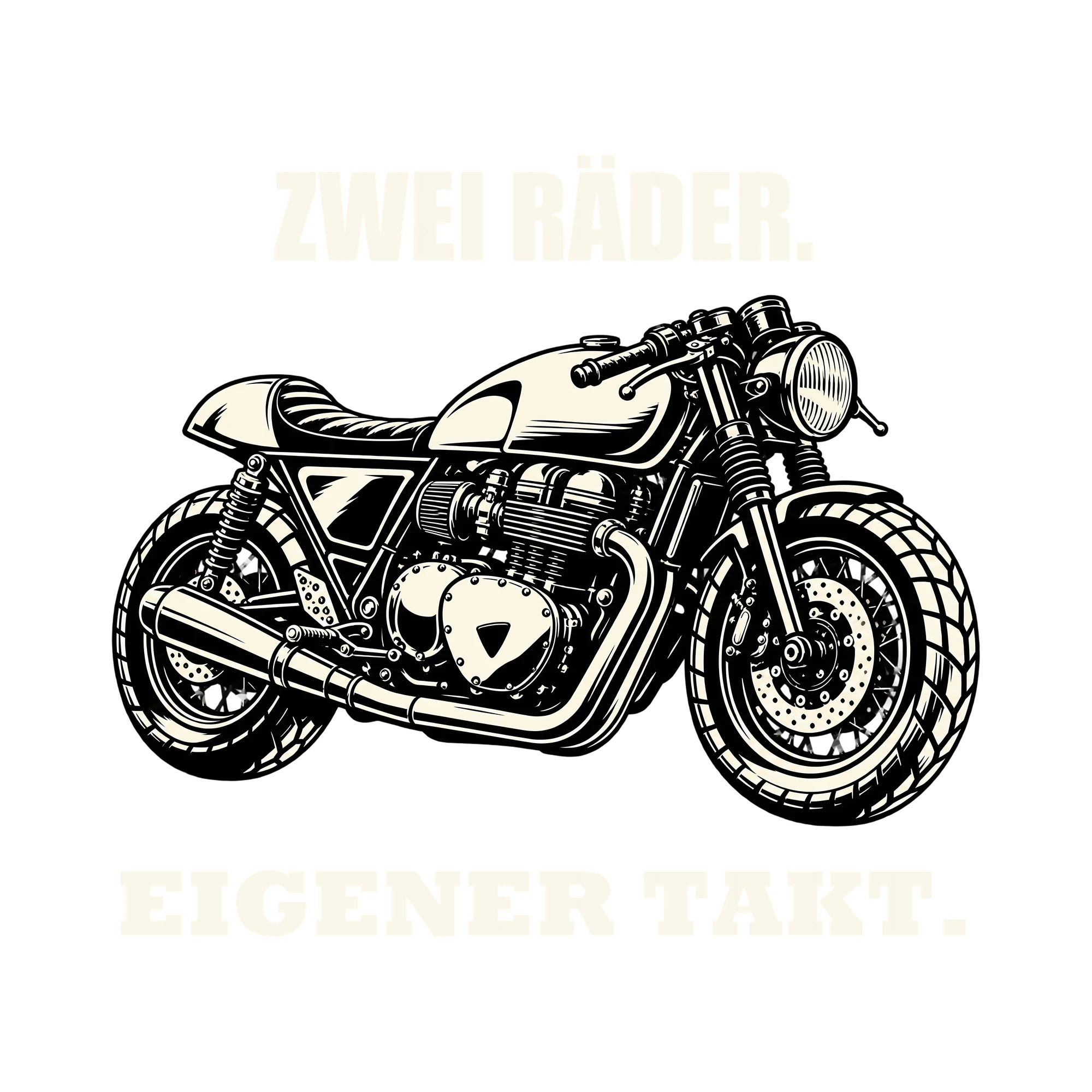 Bügelbild ZWEI RÄDER. EIGENER TAKT. als Grafik auf weißem Hintergrund (BB012743)
