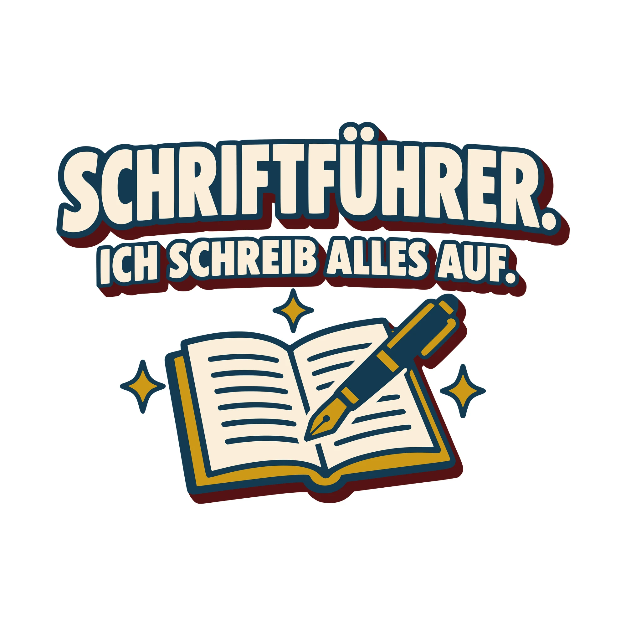 Bügelbild Schriftführer. Ich schreib alles auf. als Grafik auf weißem Hintergrund (BB010623)