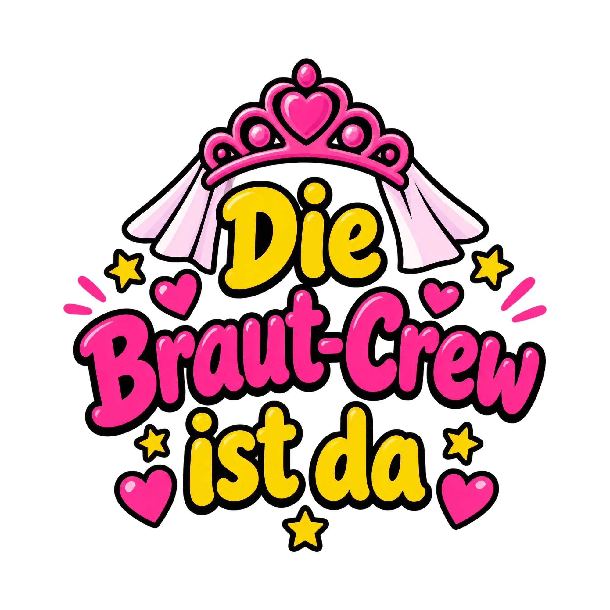 Bügelbild Die braut crew ist da als Grafik auf weißem Hintergrund (BB016375)