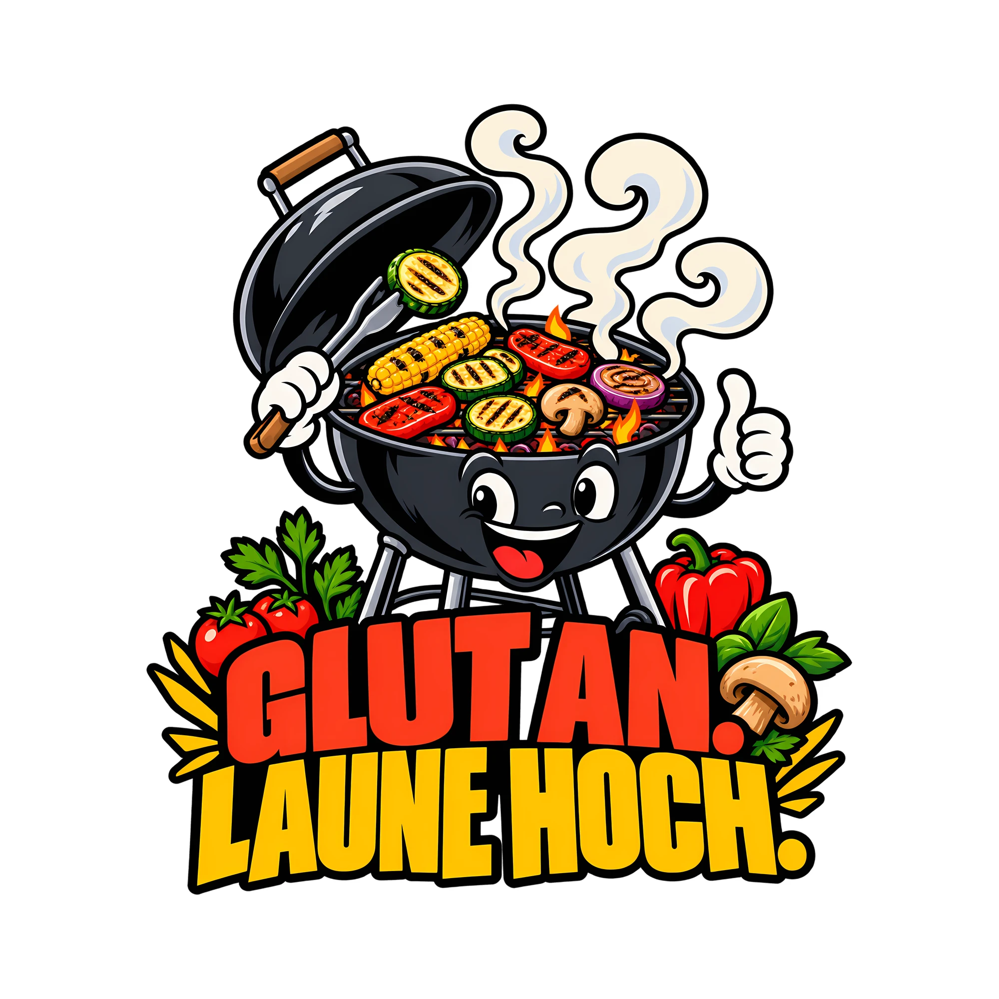 Bügelbild GLUT AN. LAUNE HOCH. als Grafik auf weißem Hintergrund (BB012137)