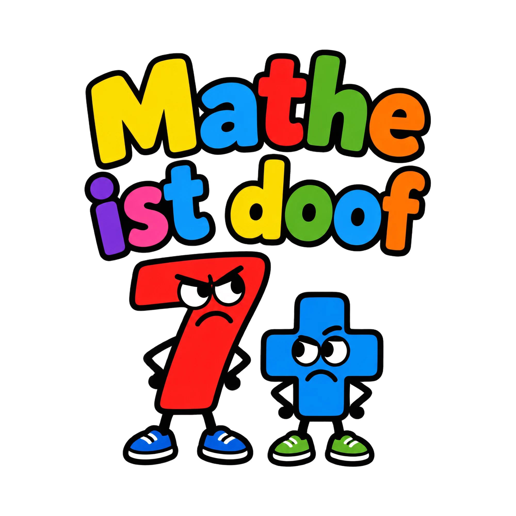 Bügelbild Mathe ist doof als Grafik auf weißem Hintergrund (BB018734)