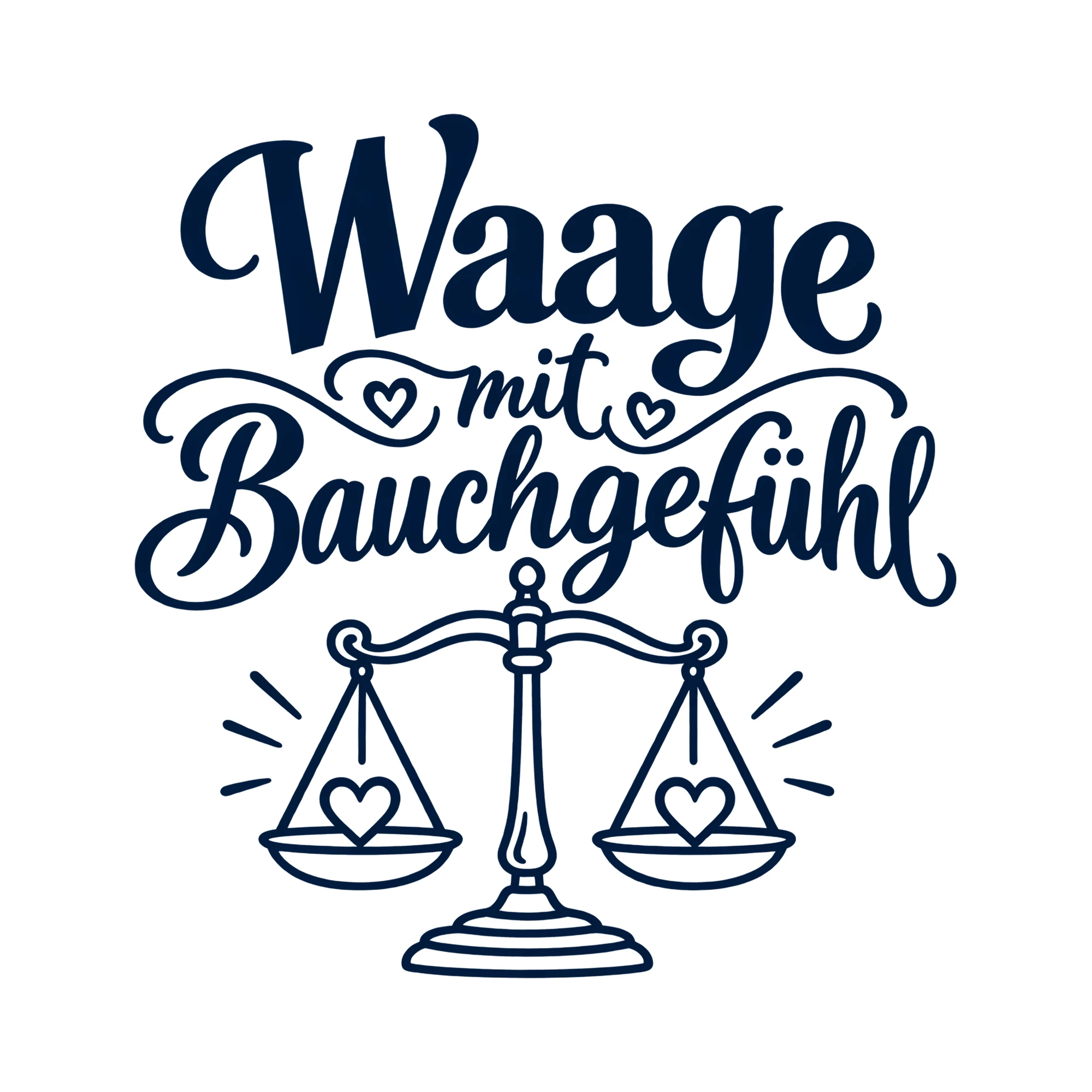 Bügelbild Waage mit Bauchgefühl als Grafik auf weißem Hintergrund (BB014458)