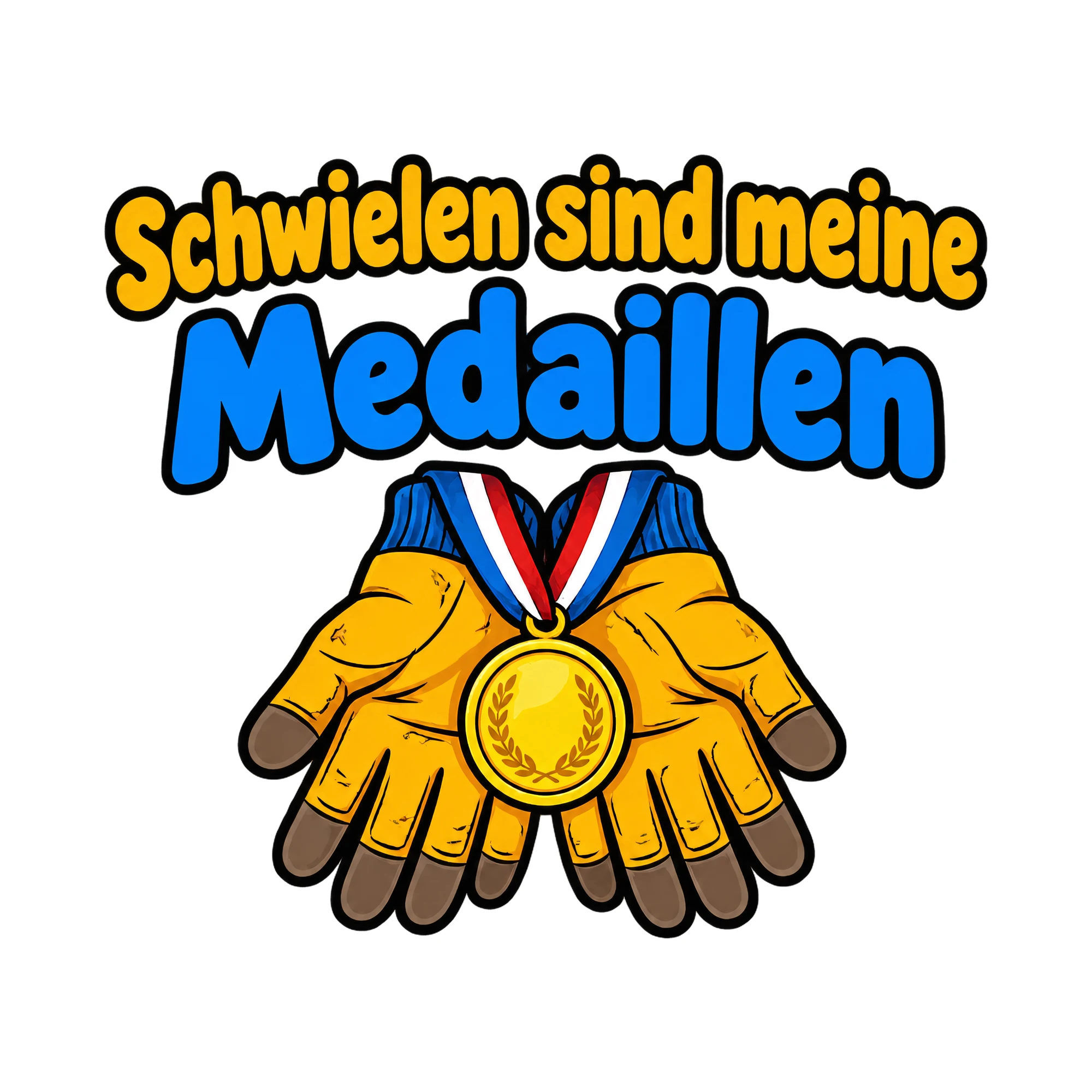 Bügelbild Schwielen sind meine Medaillen, Beruf Shirt Spruch als Grafik auf weißem Hintergrund (BB020190)