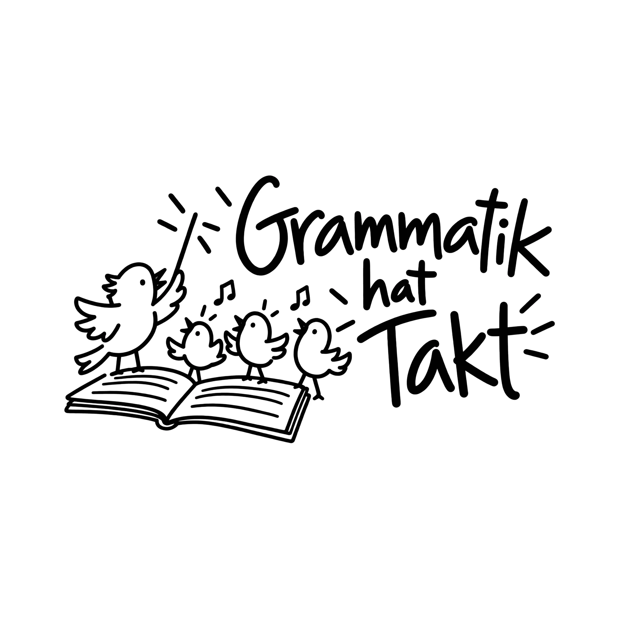 Bügelbild Grammatik hat Takt als Grafik auf weißem Hintergrund (BB014350)