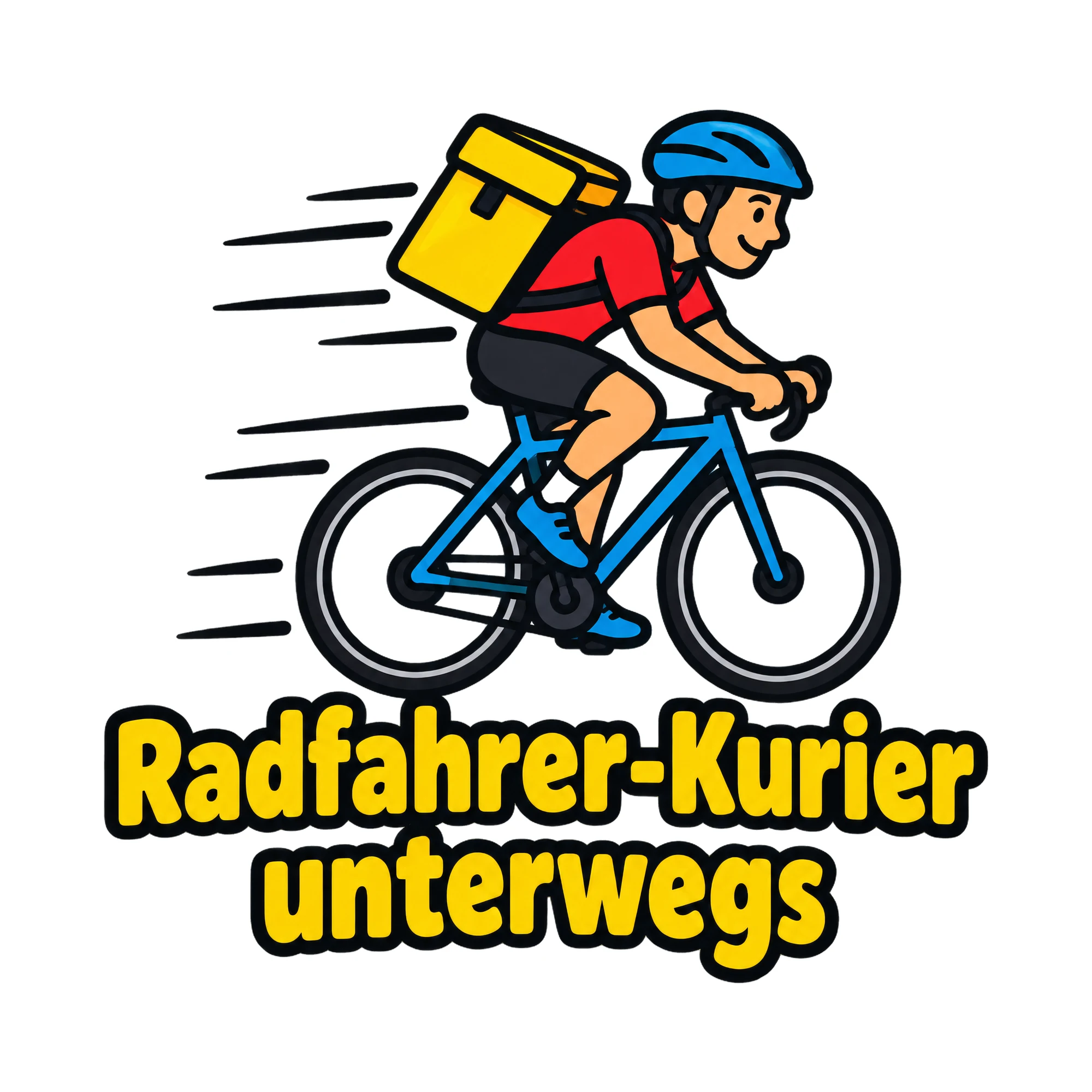 Bügelbild Radfahrer-Kurier unterwegs als Grafik auf weißem Hintergrund (BB020305)