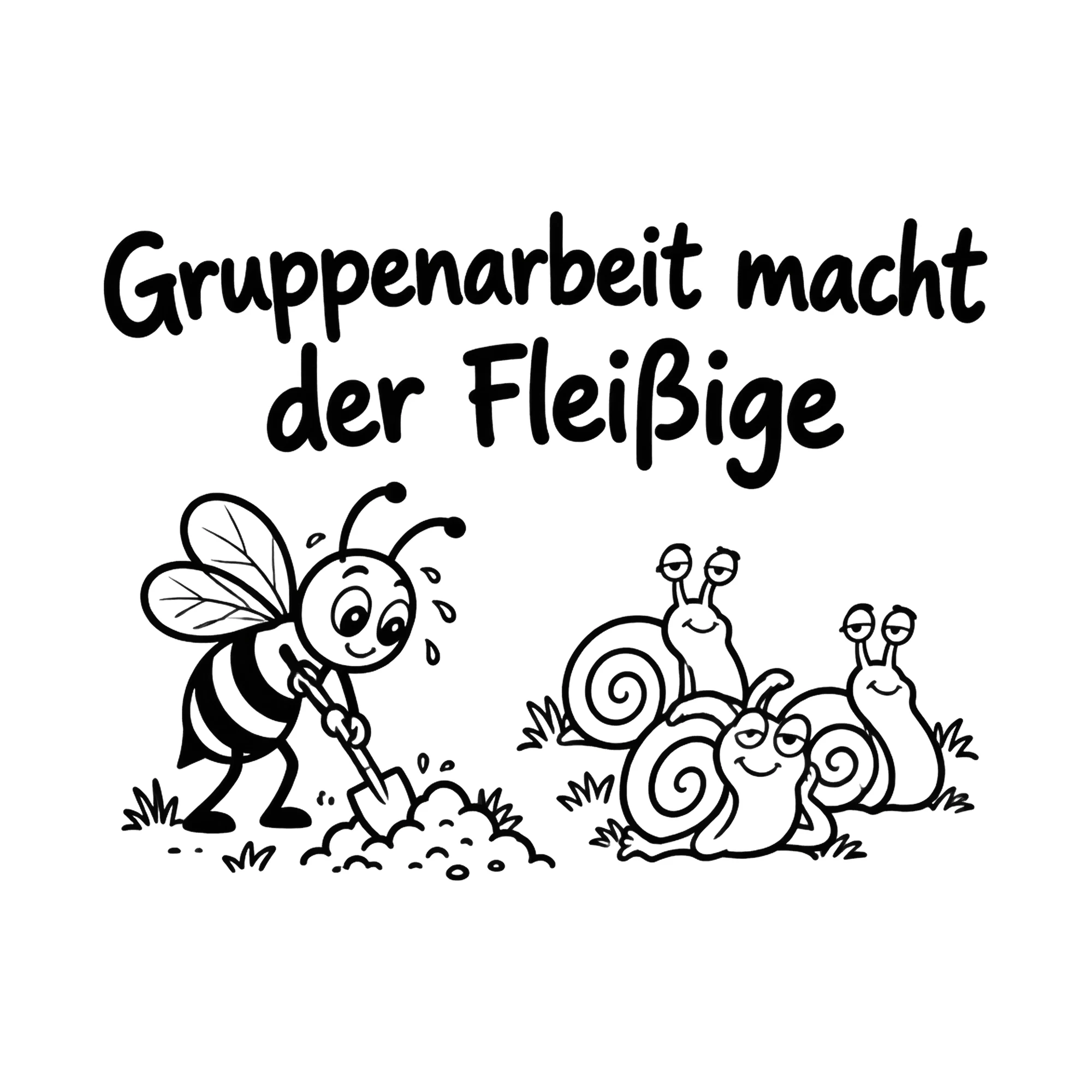Bügelbild Gruppenarbeit macht der Fleißige, Beruf Shirt Spruch als Grafik auf weißem Hintergrund (BB020133)
