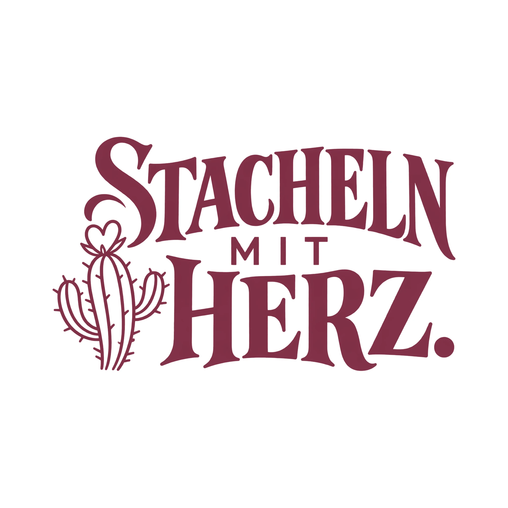 Bügelbild STACHELN MIT HERZ. als Grafik auf weißem Hintergrund (BB013360)