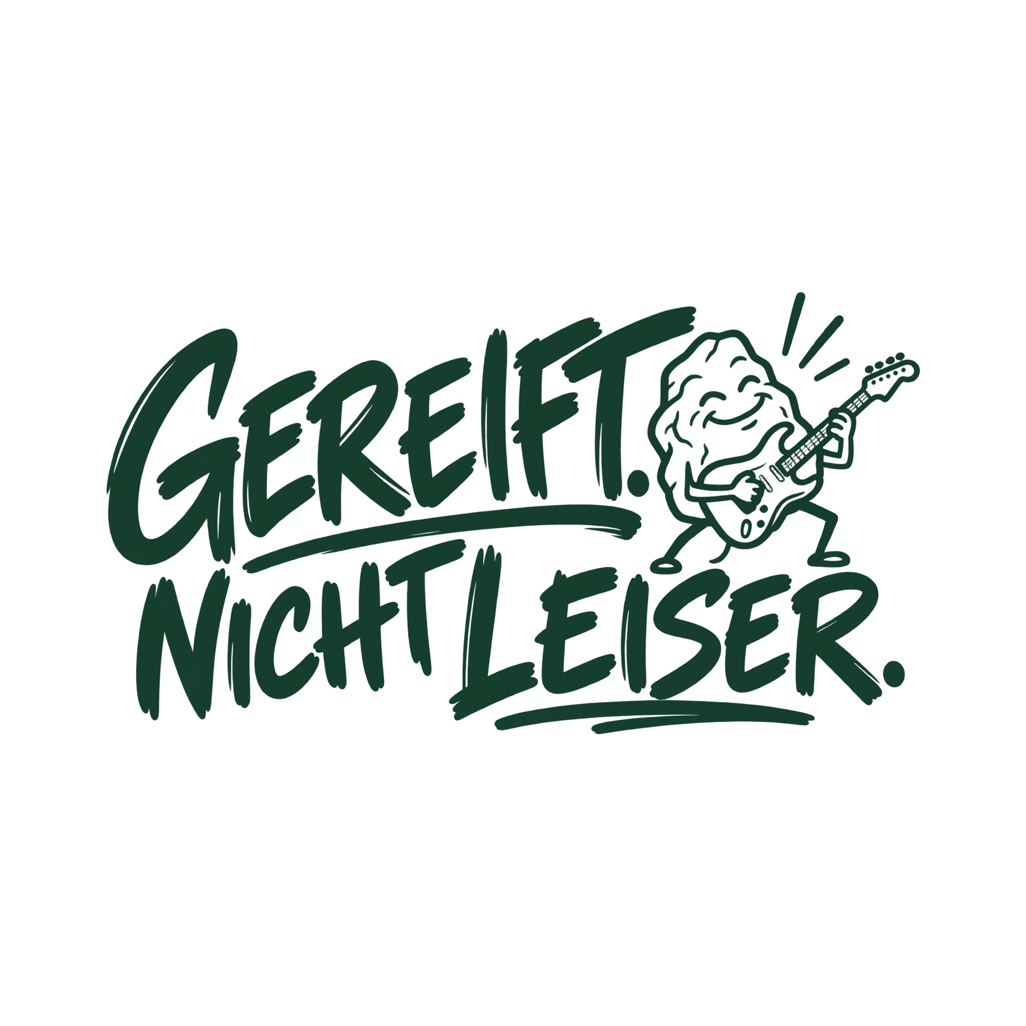 Bügelbild GEREIFT. NICHT LEISER. als Grafik auf weißem Hintergrund (BB014000)