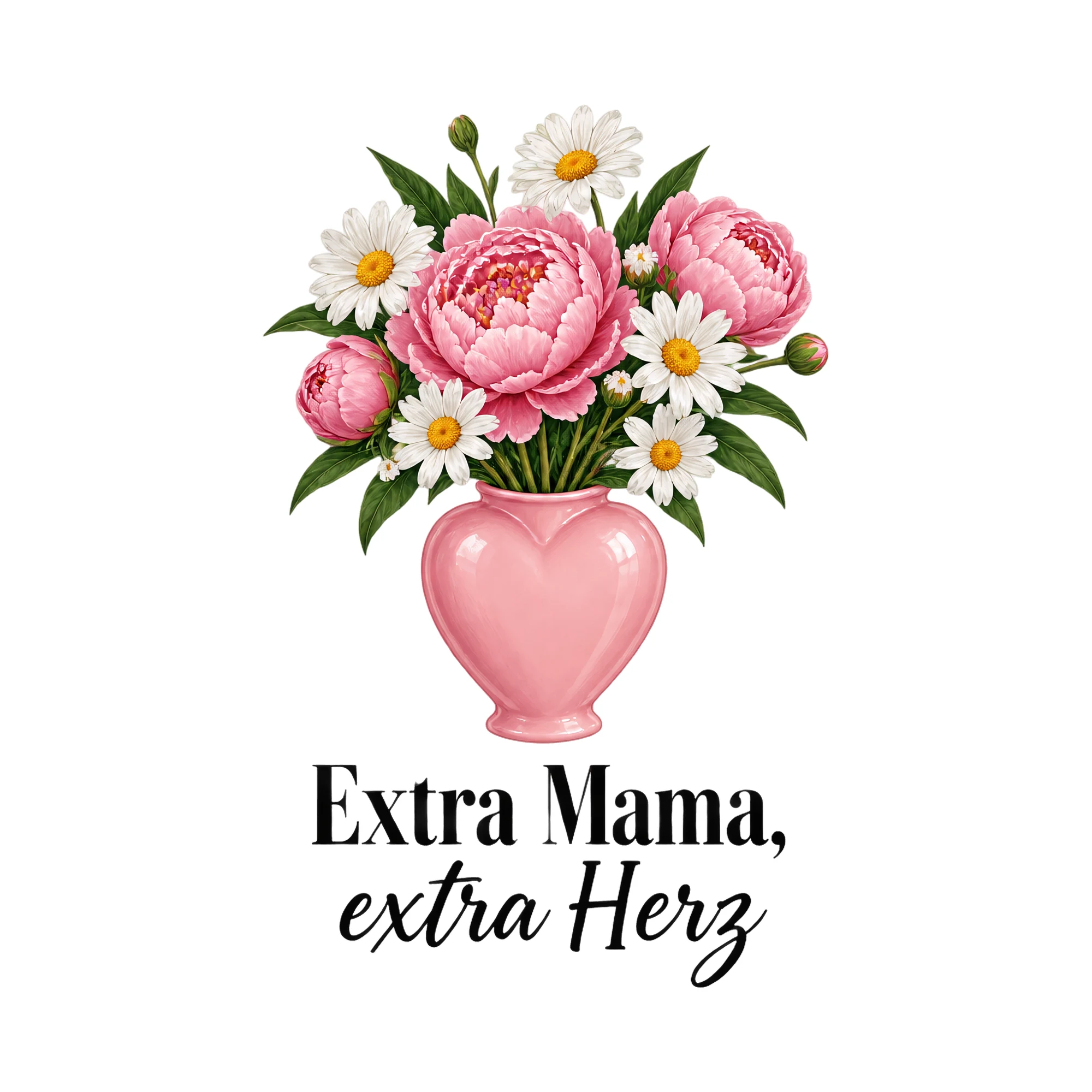 Bügelbild Extra Mama, extra Herz als Grafik auf weißem Hintergrund (BB012383)