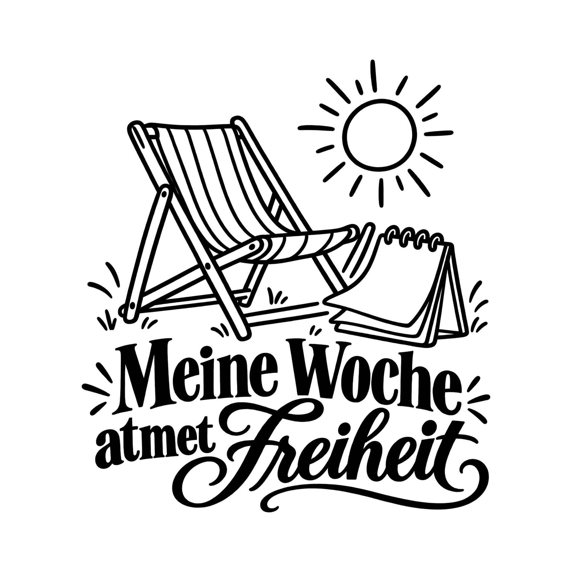 Bügelbild Meine Woche atmet Freiheit als Grafik auf weißem Hintergrund (BB011775)
