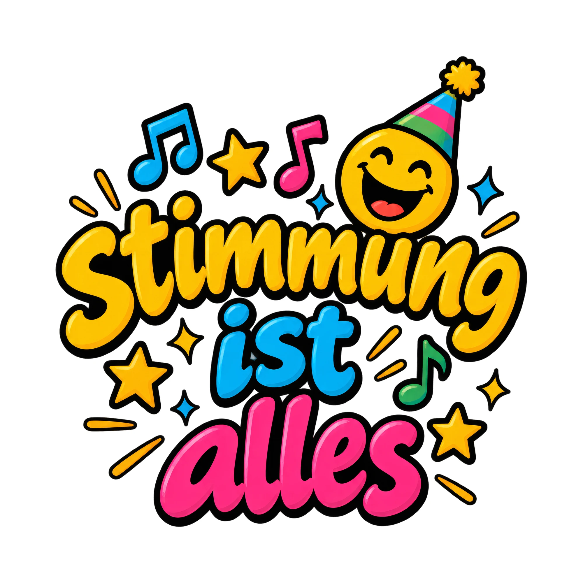 Bügelbild Stimmung ist alles, Party Shirt Spruch als Grafik auf weißem Hintergrund (BB018391)
