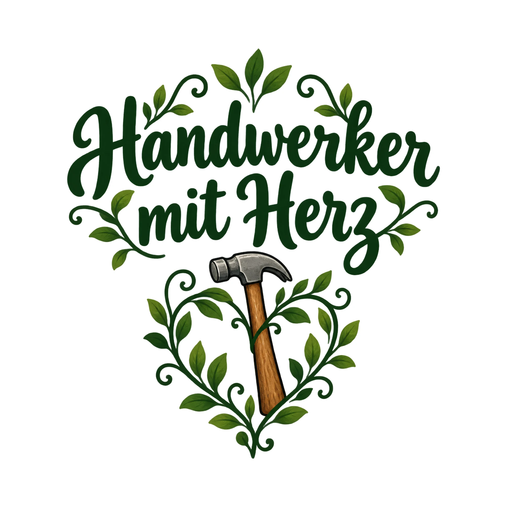 Bügelbild Handwerker mit Herz, Beruf Shirt Spruch als Grafik auf weißem Hintergrund (BB020193)