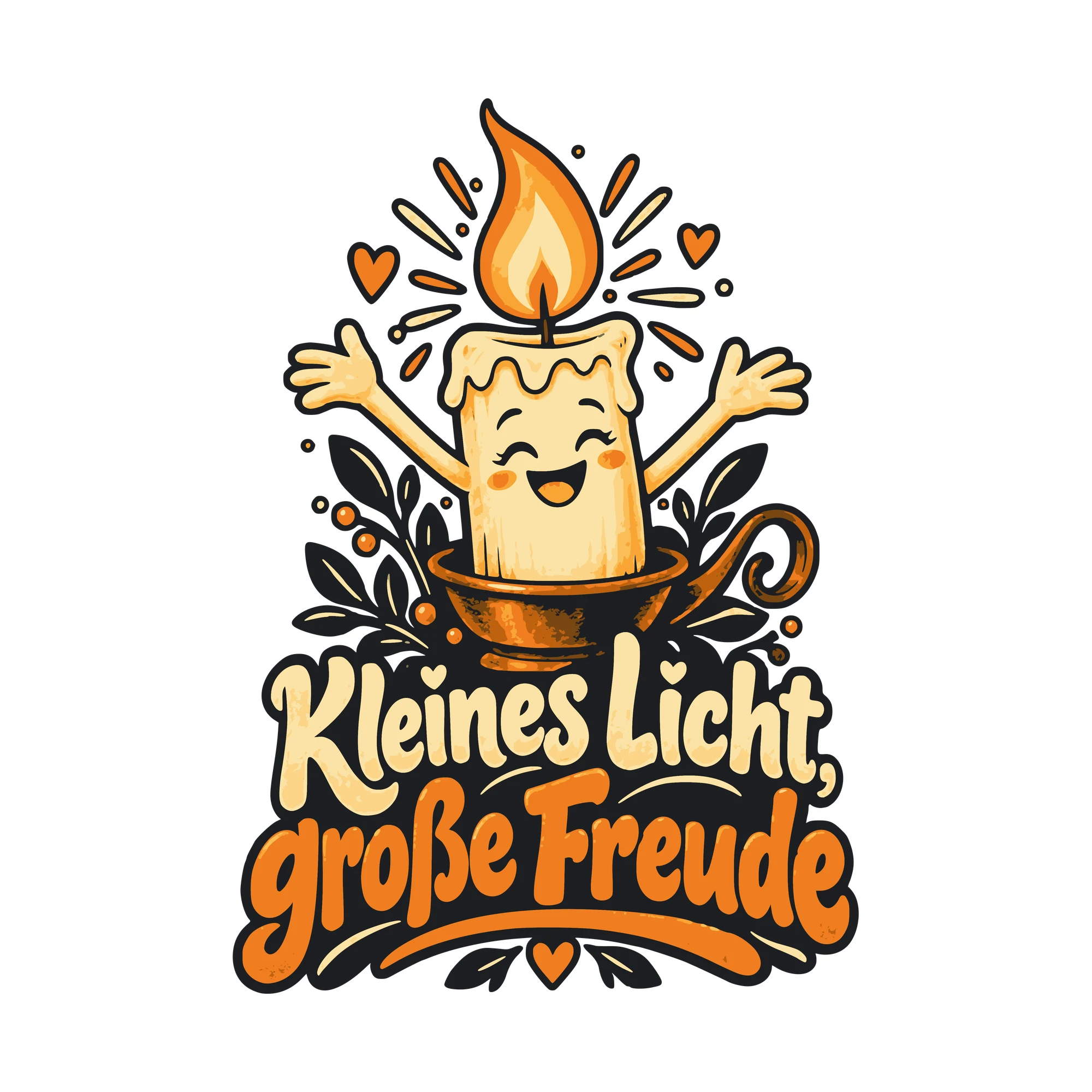 Bügelbild Kleines Licht, große Freude als Grafik auf weißem Hintergrund (BB011208)