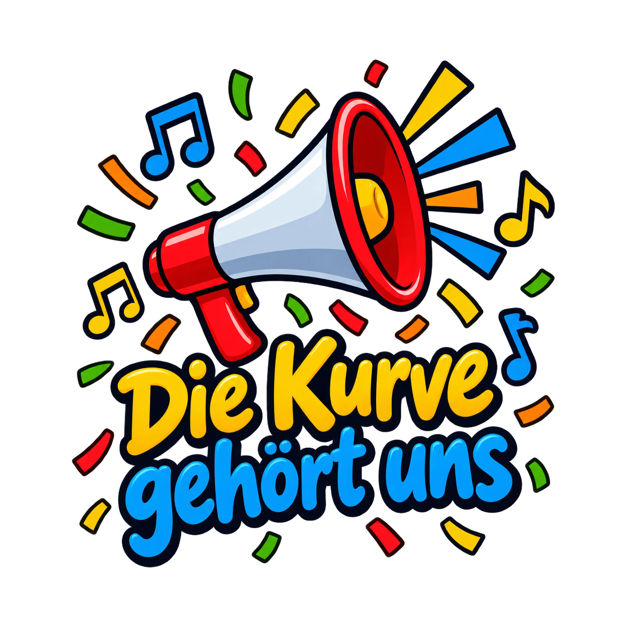 Bügelbild Die Kurve gehört uns, Sport Shirt Spruch als Grafik auf weißem Hintergrund (BB016662)