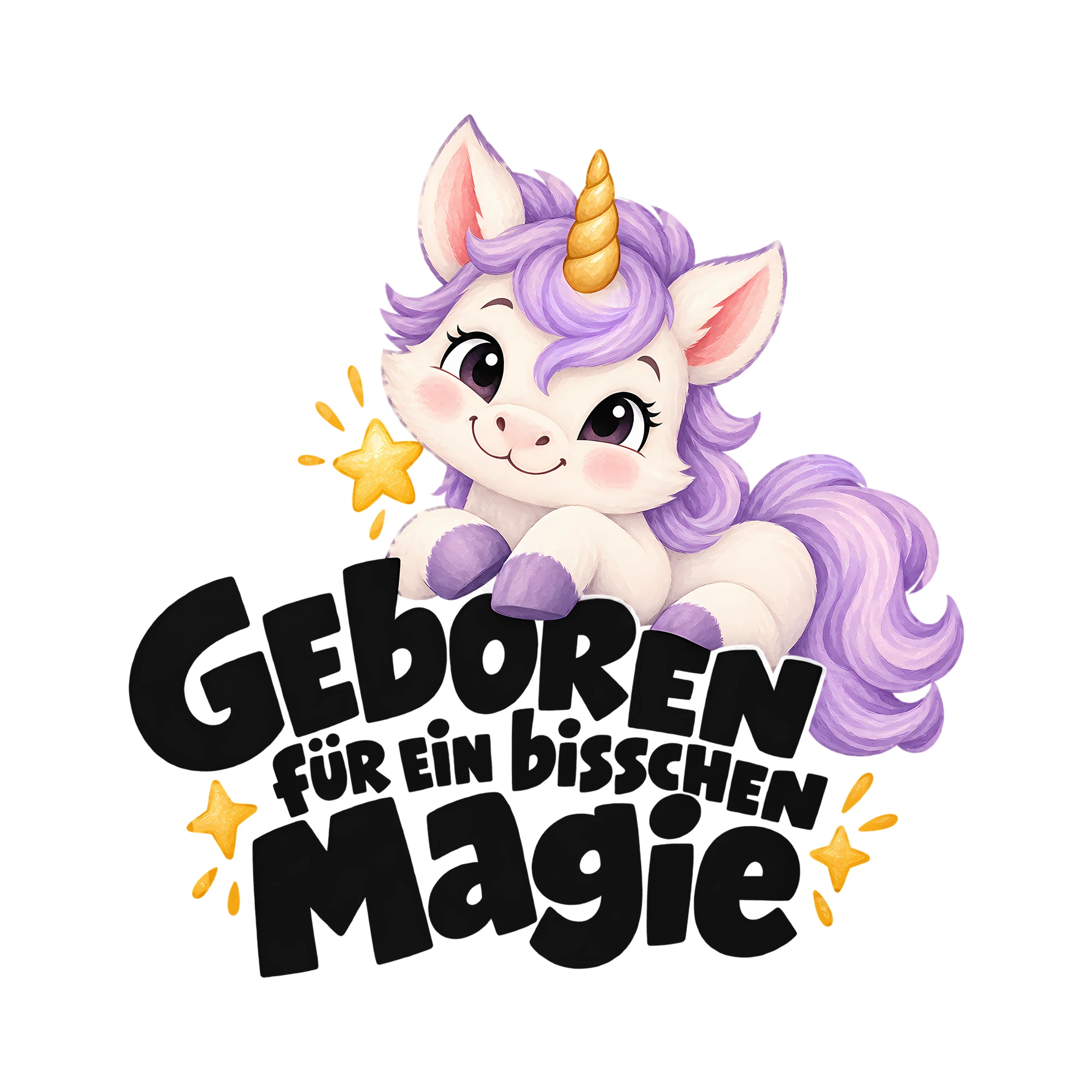 Bügelbild GEBOREN FÜR EIN BISSCHEN MAGIE als Grafik auf weißem Hintergrund (BB014241)