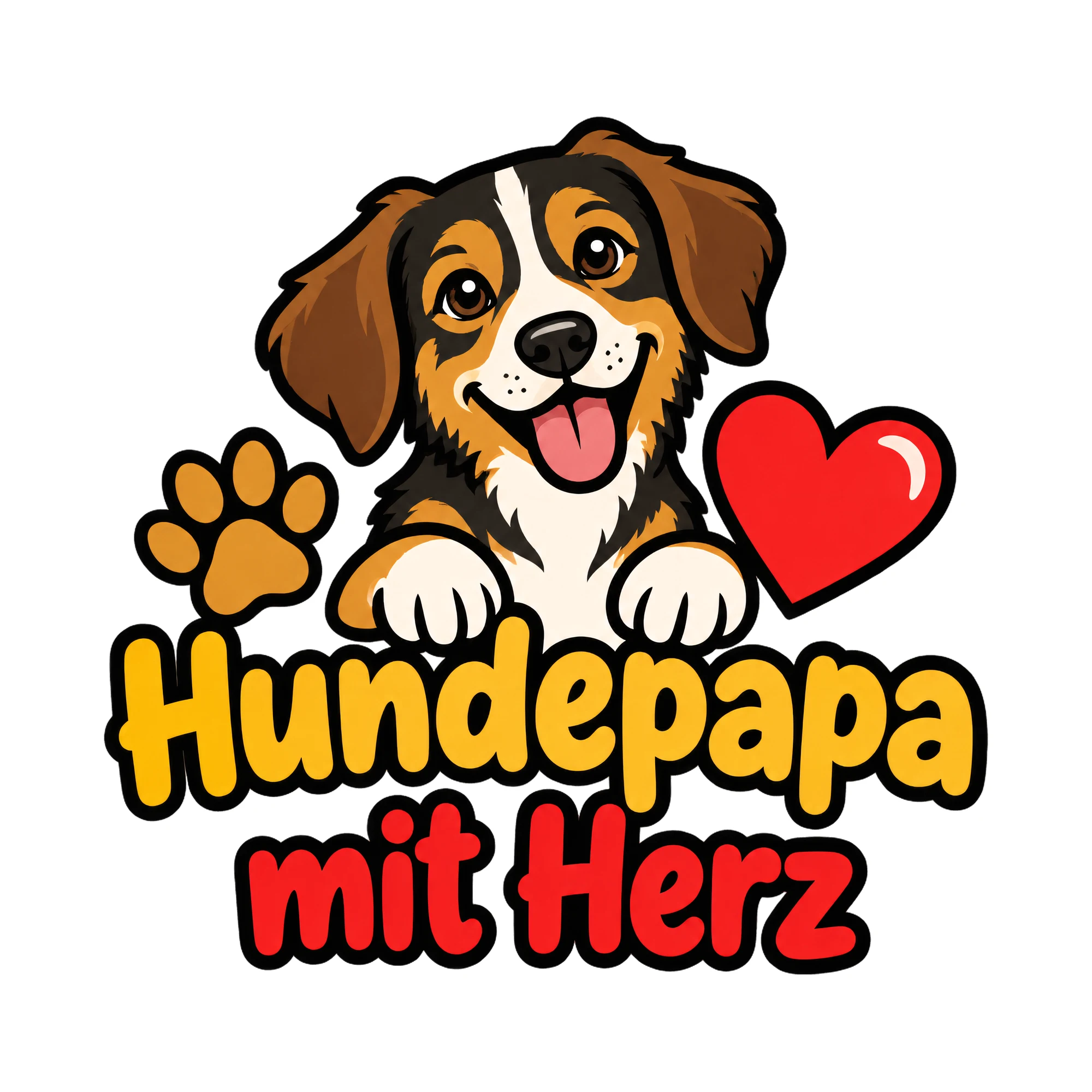 Bügelbild Hundepapa mit Herz als Grafik auf weißem Hintergrund (BB019748)