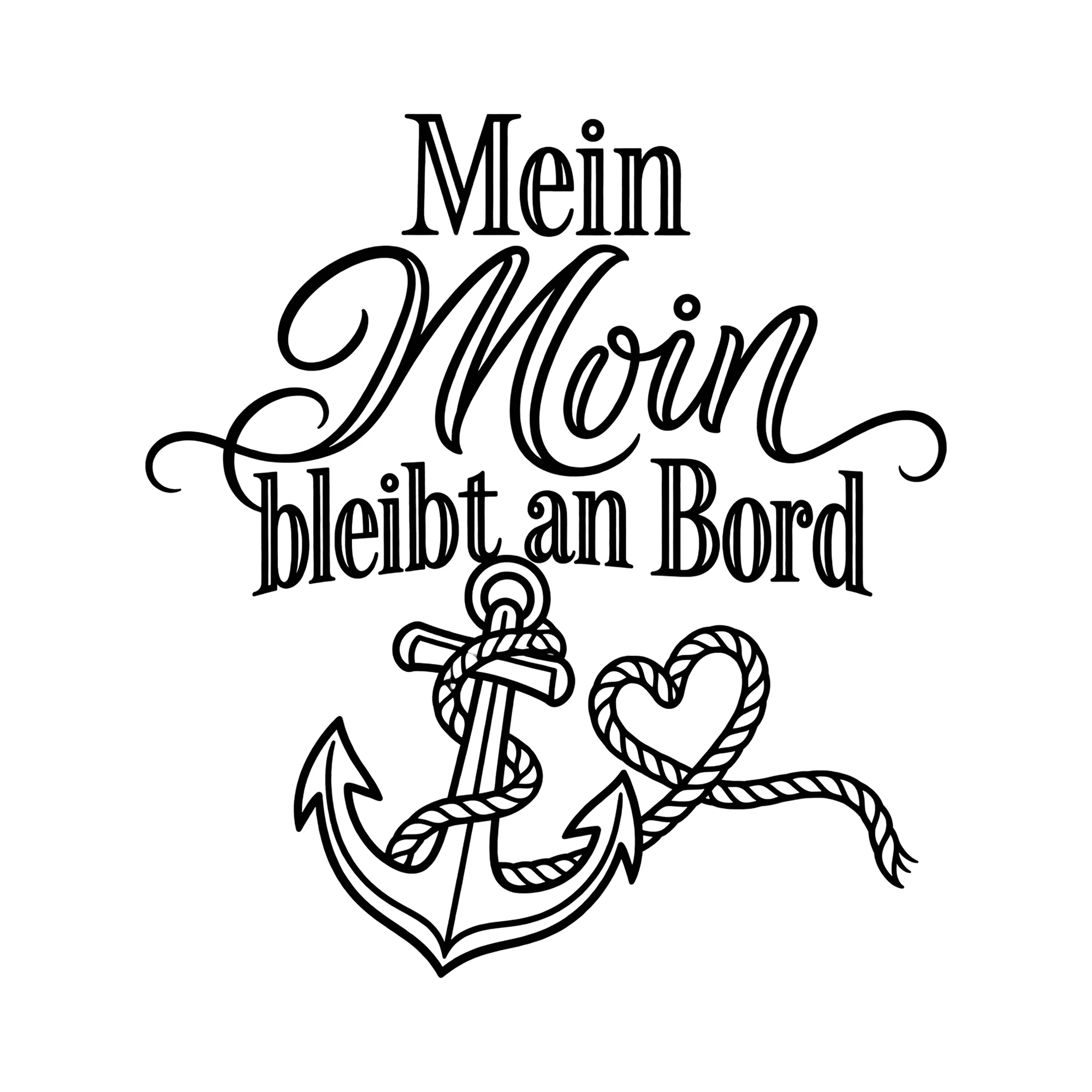 Bügelbild Mein Moin bleibt an Bord als Grafik auf weißem Hintergrund (BB013268)