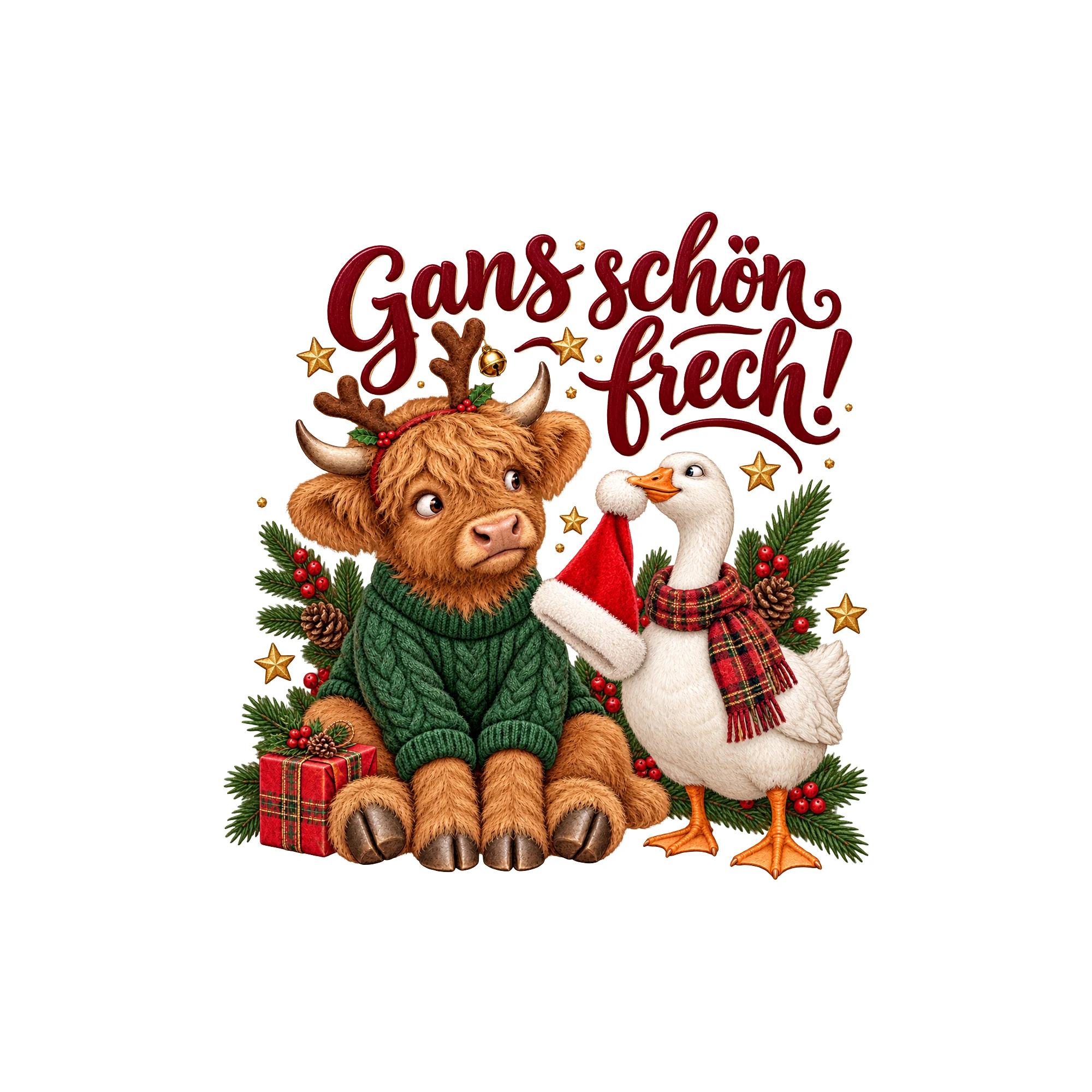 Bügelbild Gans schön frech! als Grafik auf weißem Hintergrund (BB011349)