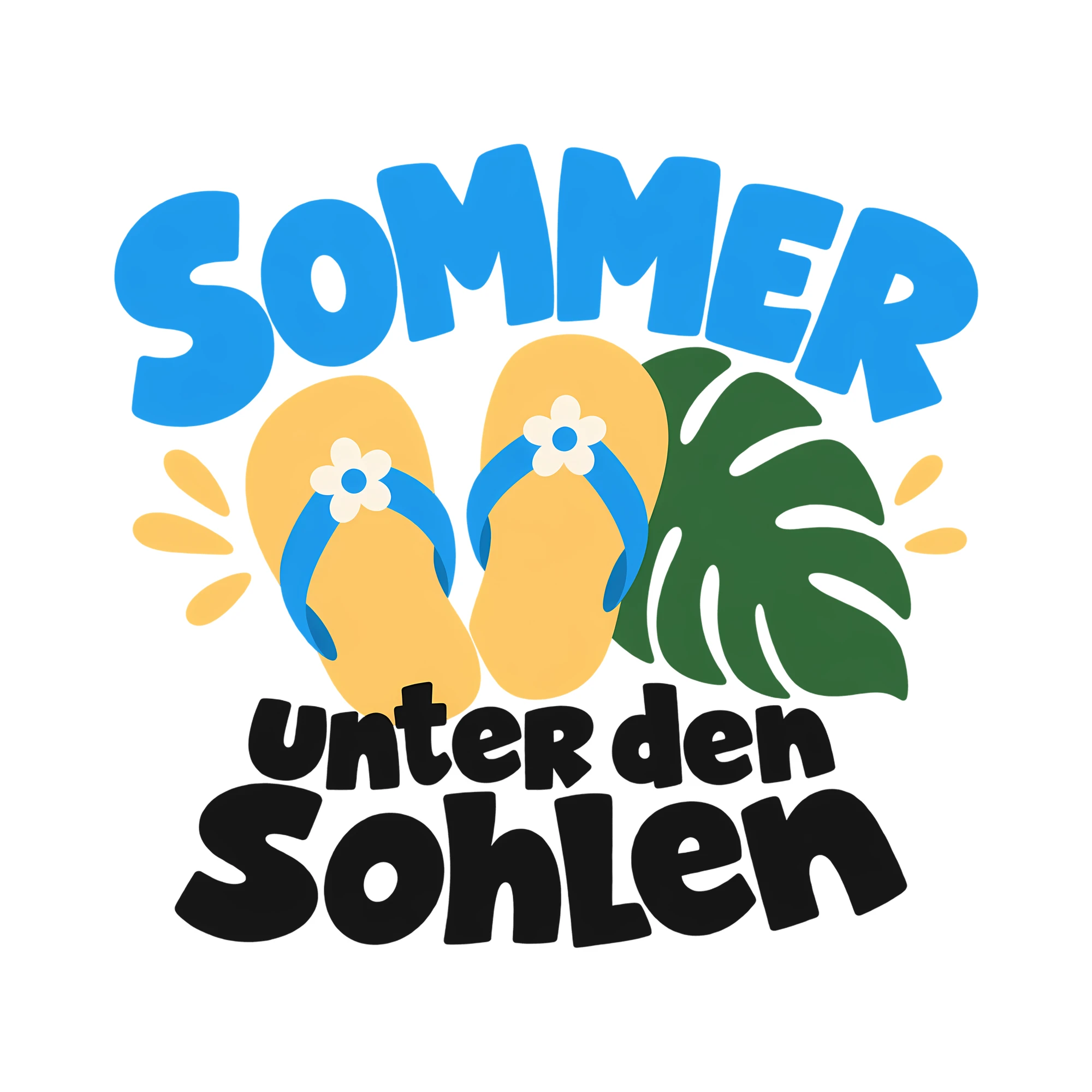 Bügelbild Sommer unter den Sohlen als Grafik auf weißem Hintergrund (BB014454)