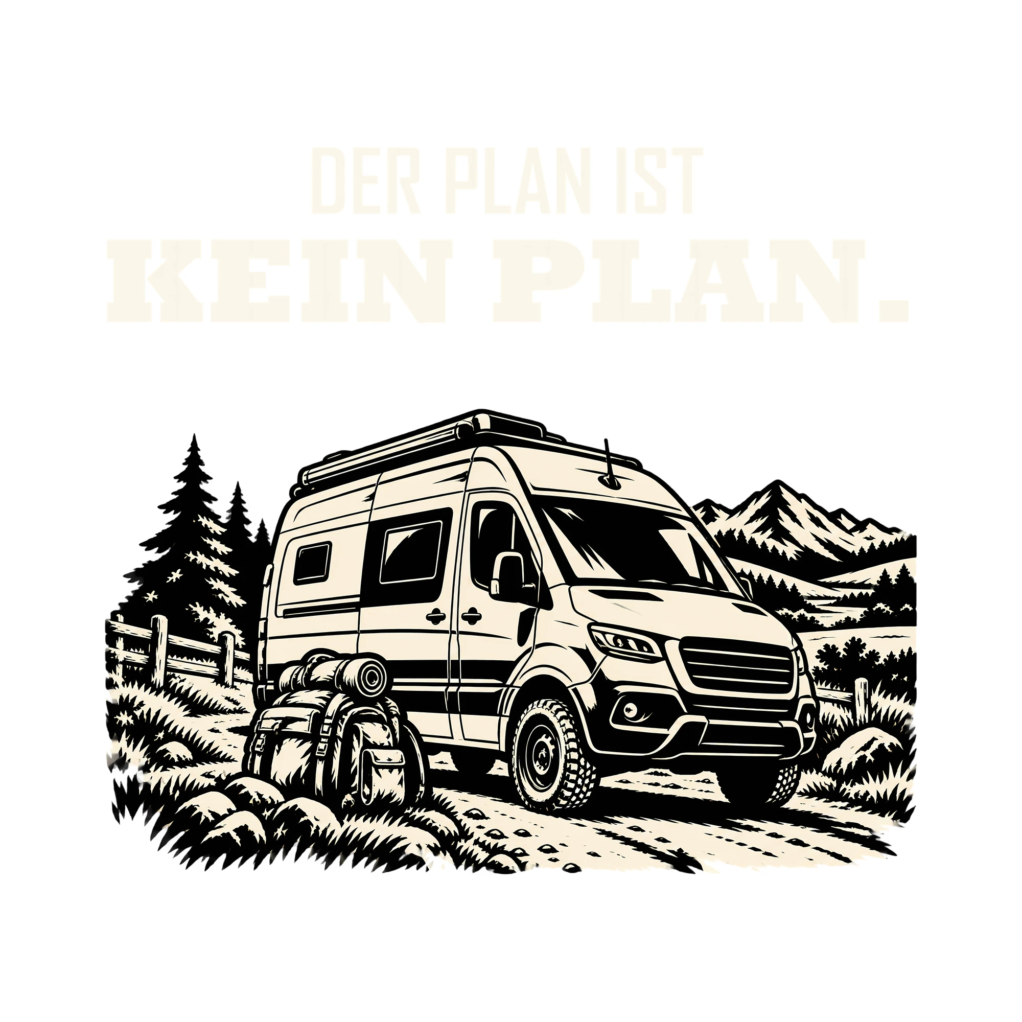 Bügelbild DER PLAN IST KEIN PLAN. als Grafik auf weißem Hintergrund (BB012762)