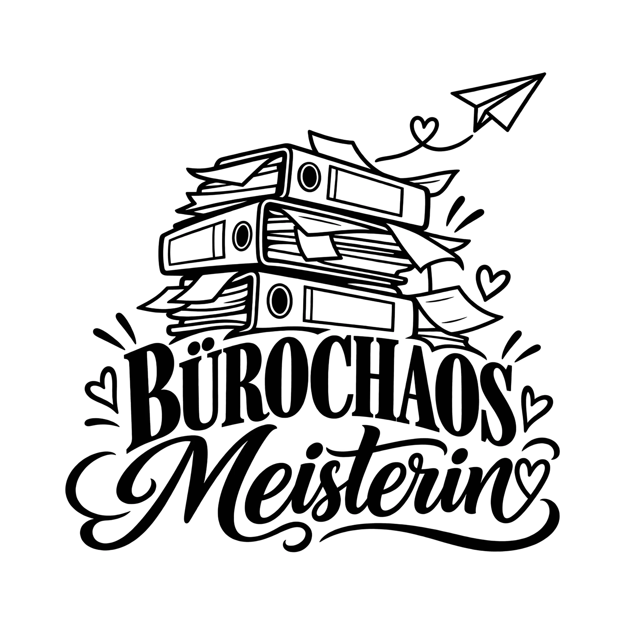 Bügelbild Bürochaos Meisterin als Grafik auf weißem Hintergrund (BB011589)