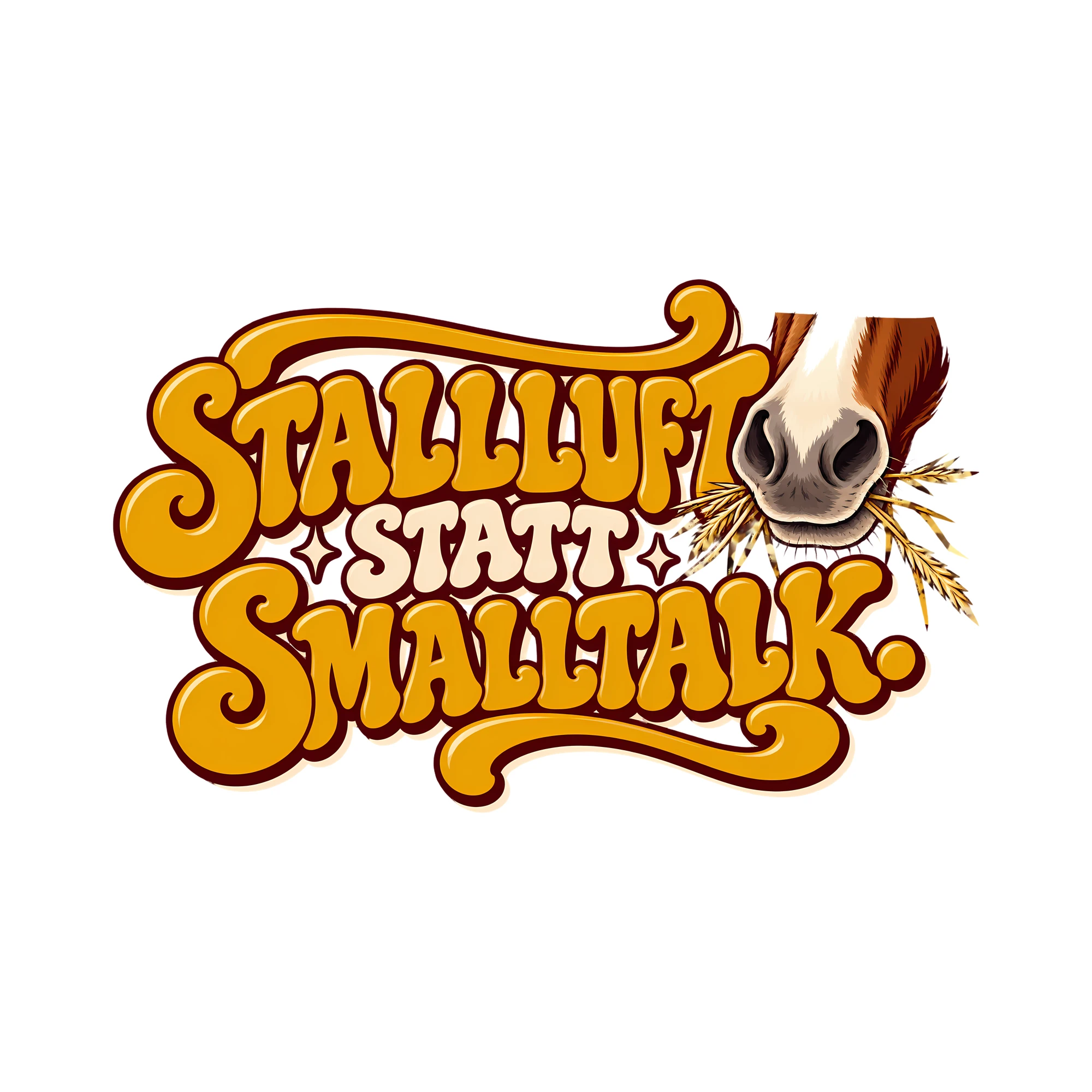 Bügelbild STALLLUFT STATT SMALLTALK. als Grafik auf weißem Hintergrund (BB013949)