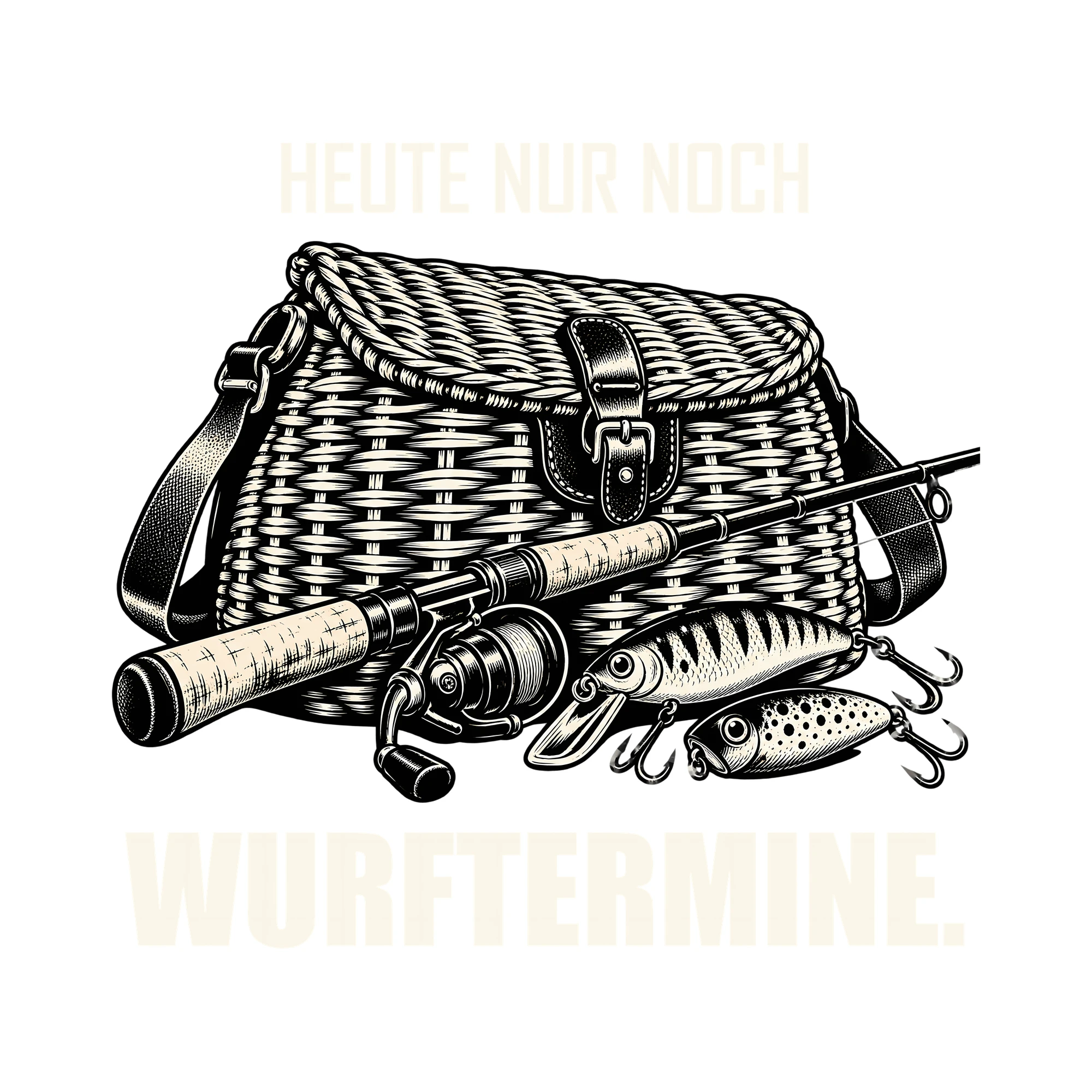 Bügelbild HEUTE NUR NOCH WURFTERMINE. als Grafik auf weißem Hintergrund (BB012695)