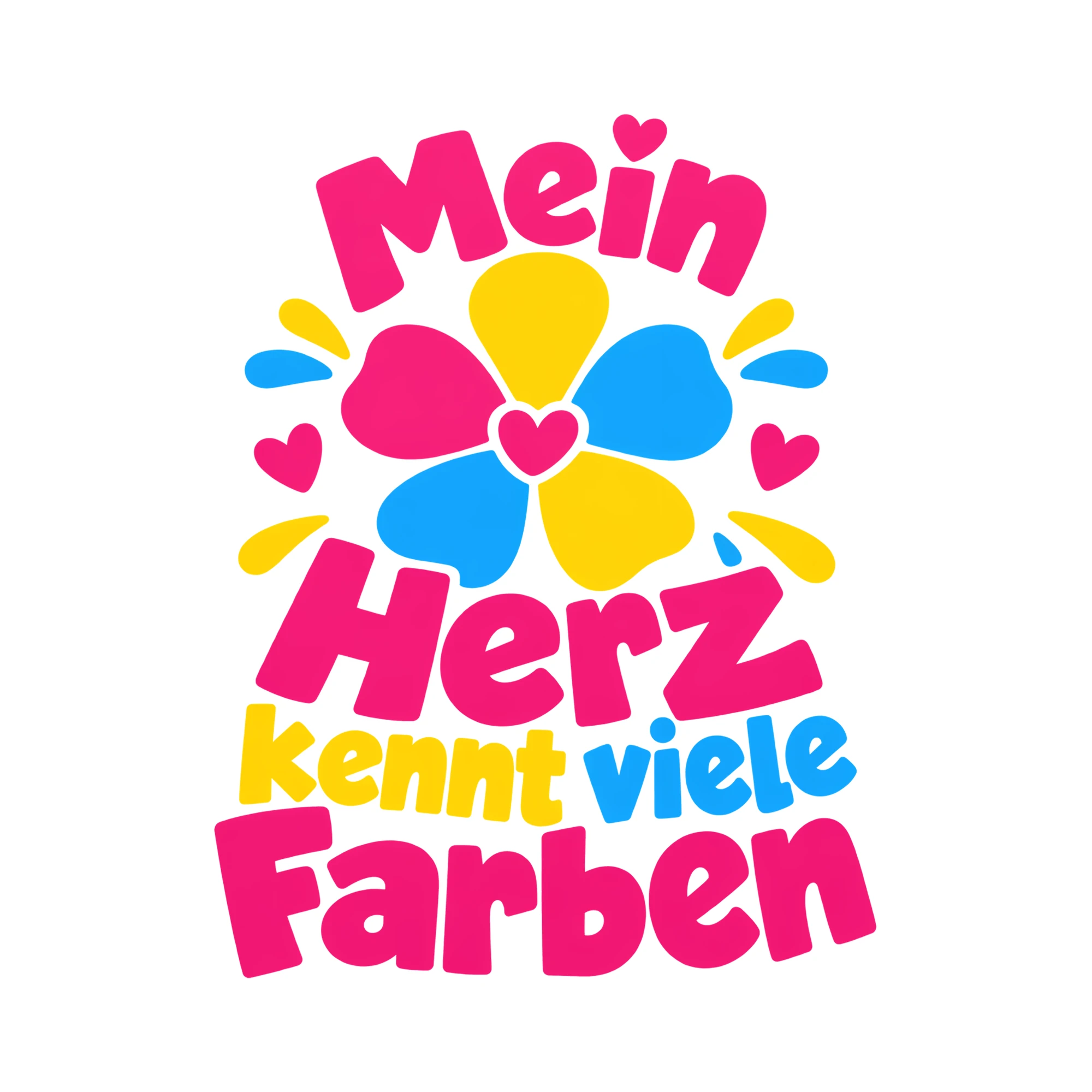 Bügelbild Mein Herz kennt viele Farben als Grafik auf weißem Hintergrund (BB013553)