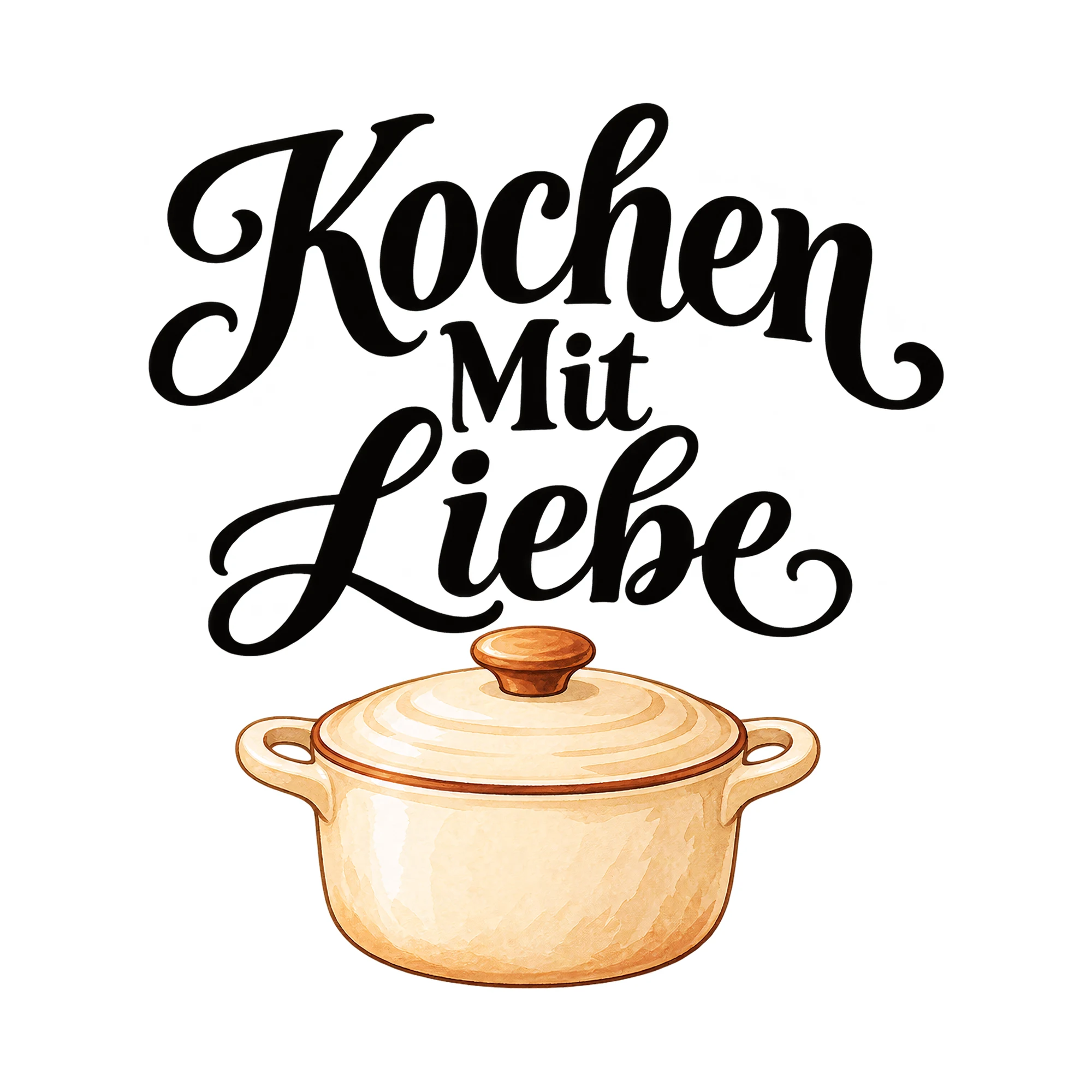Bügelbild Kochen Mit Liebe, Familienshirt Spruch als Grafik auf weißem Hintergrund (BB015517)