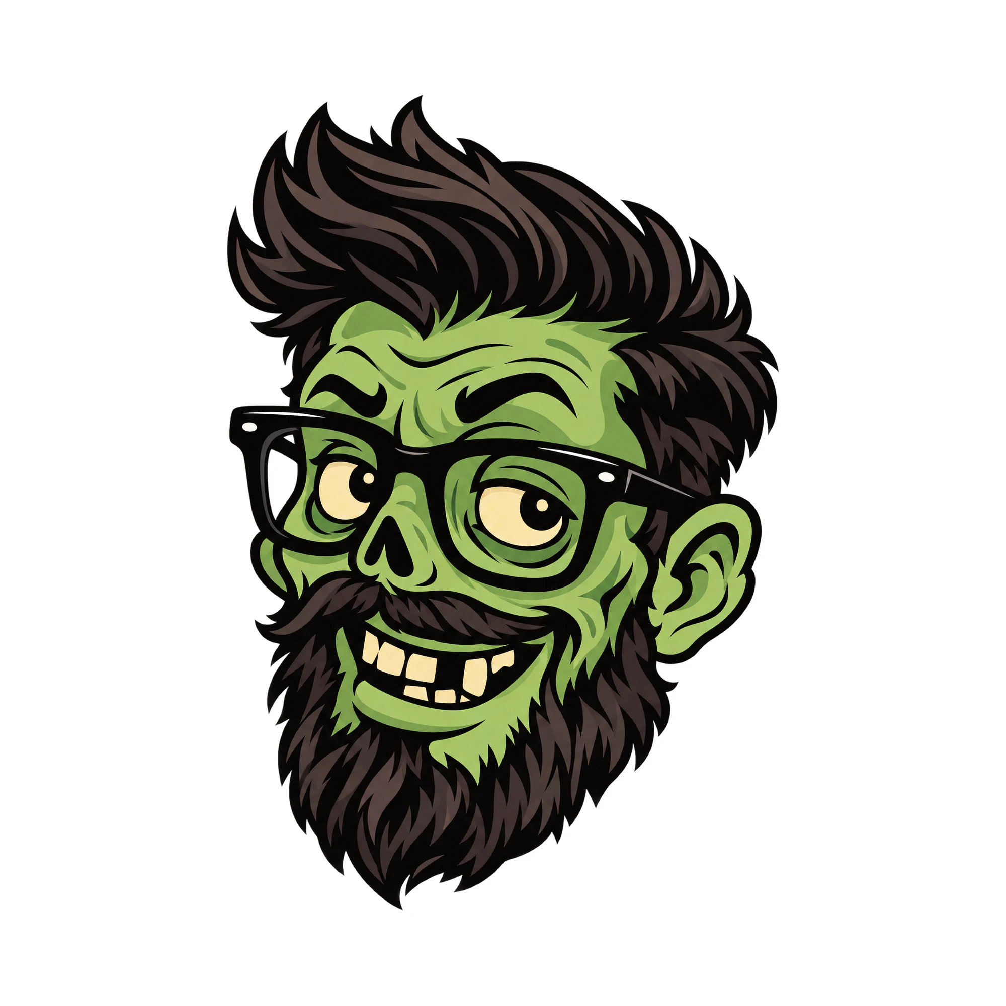 Bügelbild Zombie Head, Halloween Shirt Motiv als Grafik auf weißem Hintergrund (BB014857)