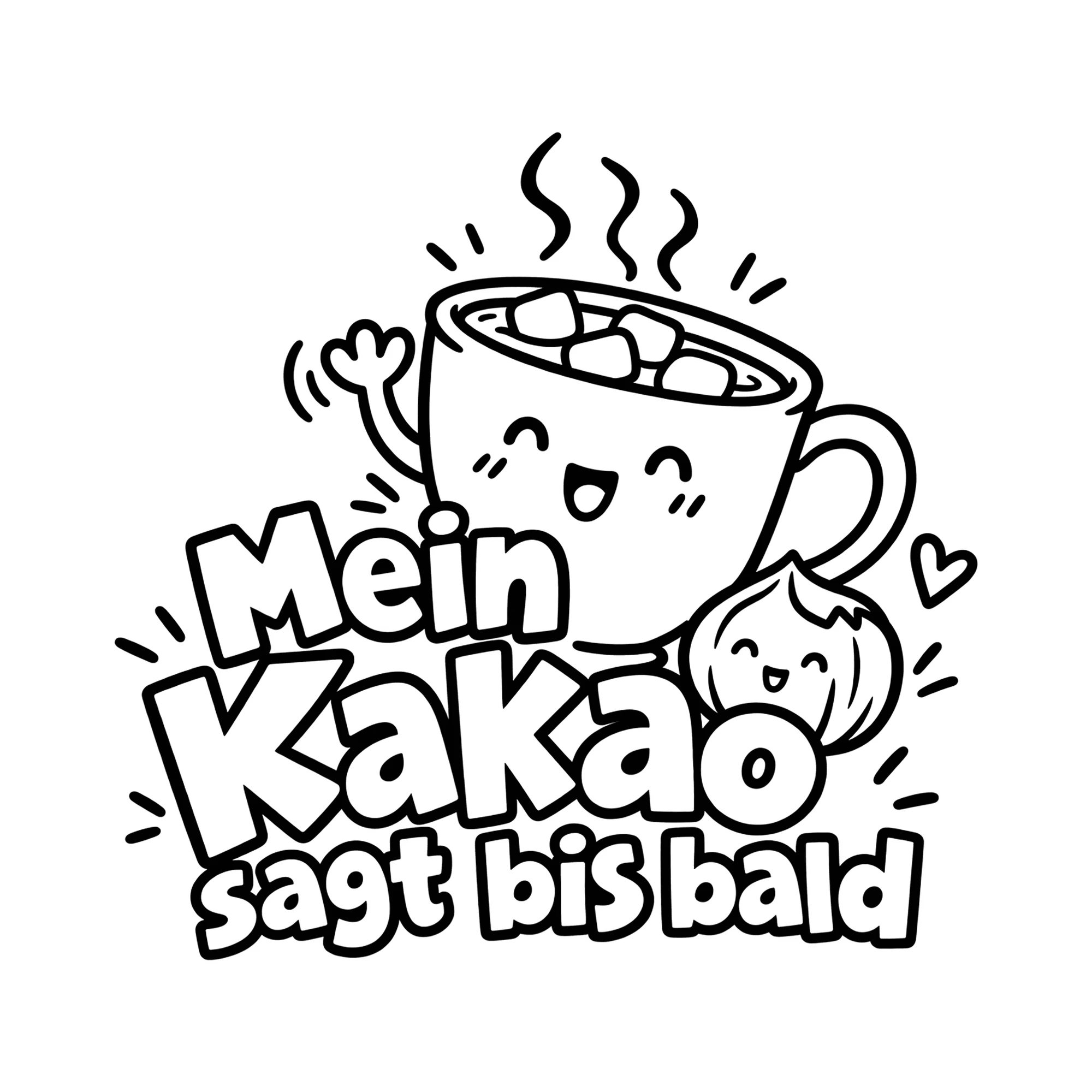 Bügelbild Mein Kakao sagt bis bald als Grafik auf weißem Hintergrund (BB014616)