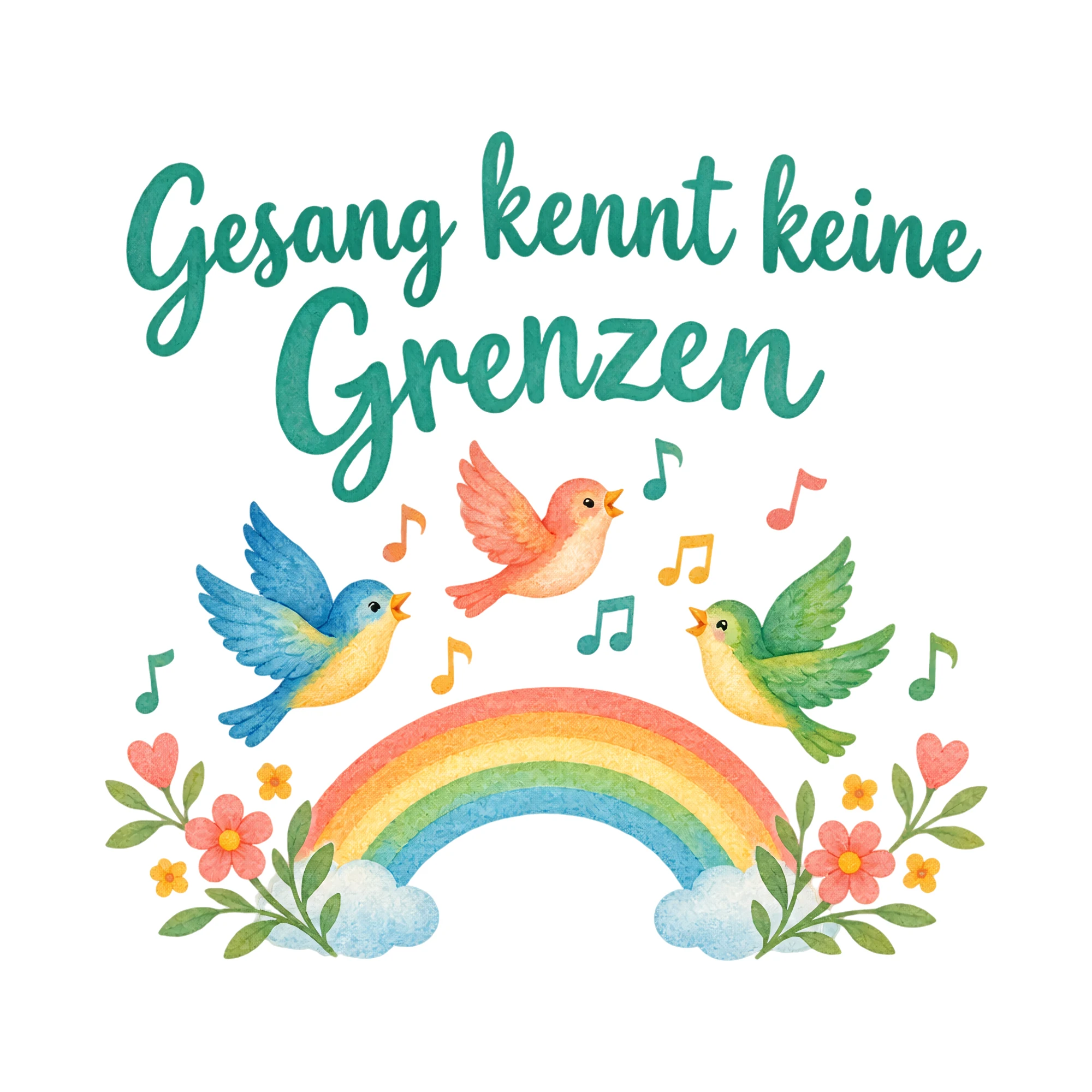 Bügelbild Gesang kennt keine Grenzen, Vereine Shirt Spruch als Grafik auf weißem Hintergrund (BB020482)