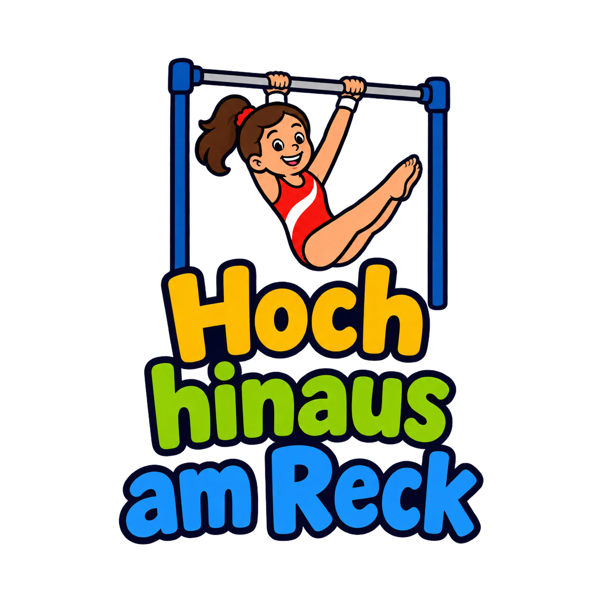 Bügelbild Hoch hinaus am Reck als Grafik auf weißem Hintergrund (BB020500)