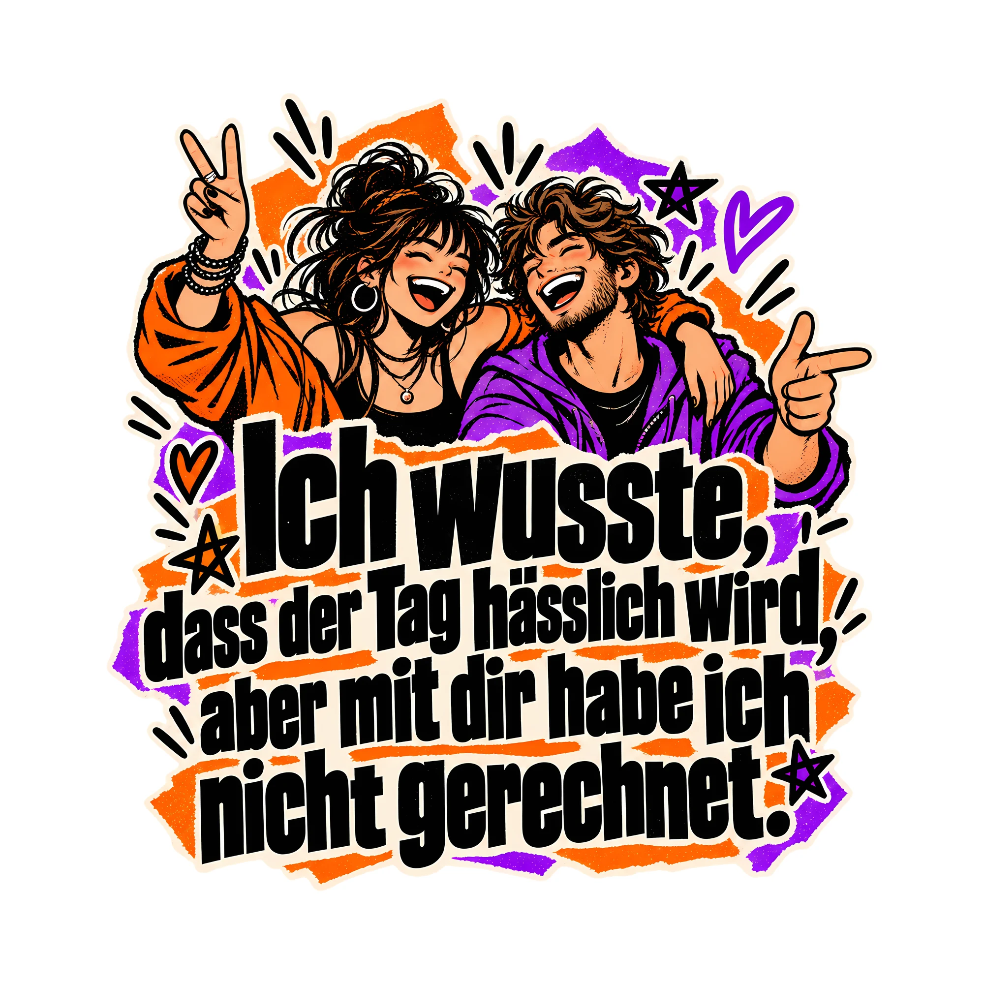 Bügelbild Ich wusste, dass der Tag hässlich wird, Lustiger Shirt Spruch als Grafik auf weißem Hintergrund (BB014686)