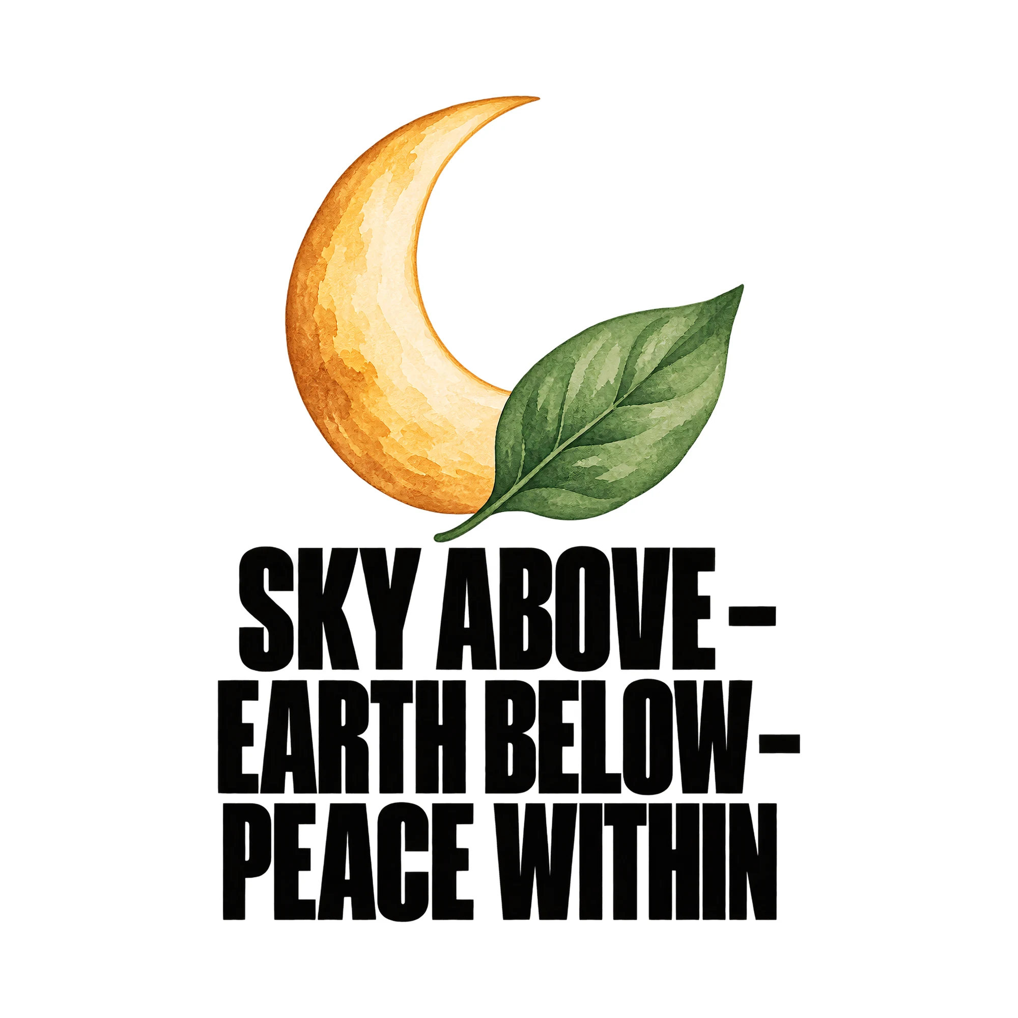 Bügelbild Sky Above - Earth Below - Peace Within, Sport Shirt Spruch als Grafik auf weißem Hintergrund (BB015661)