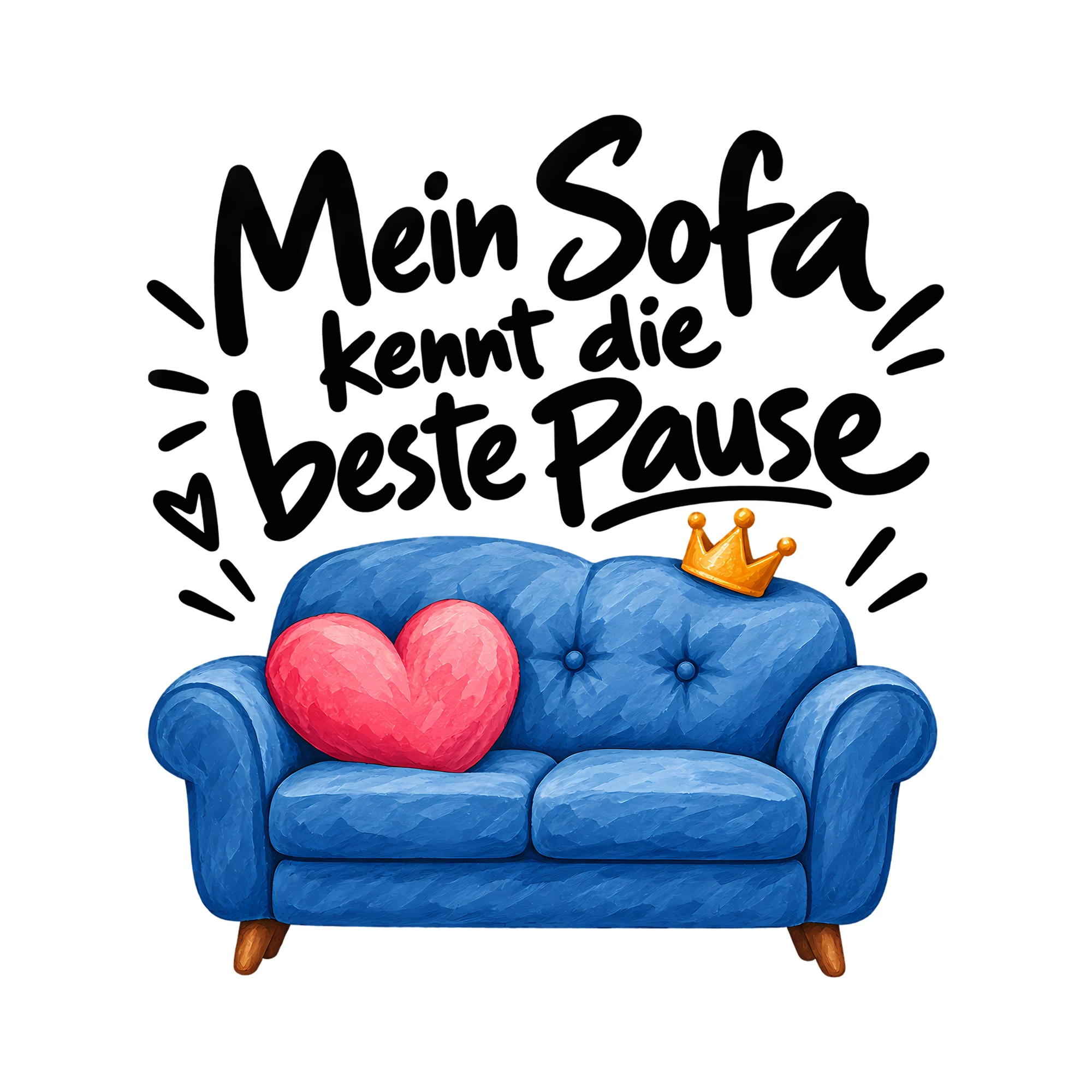 Bügelbild Mein Sofa kennt die beste Pause als Grafik auf weißem Hintergrund (BB012321)