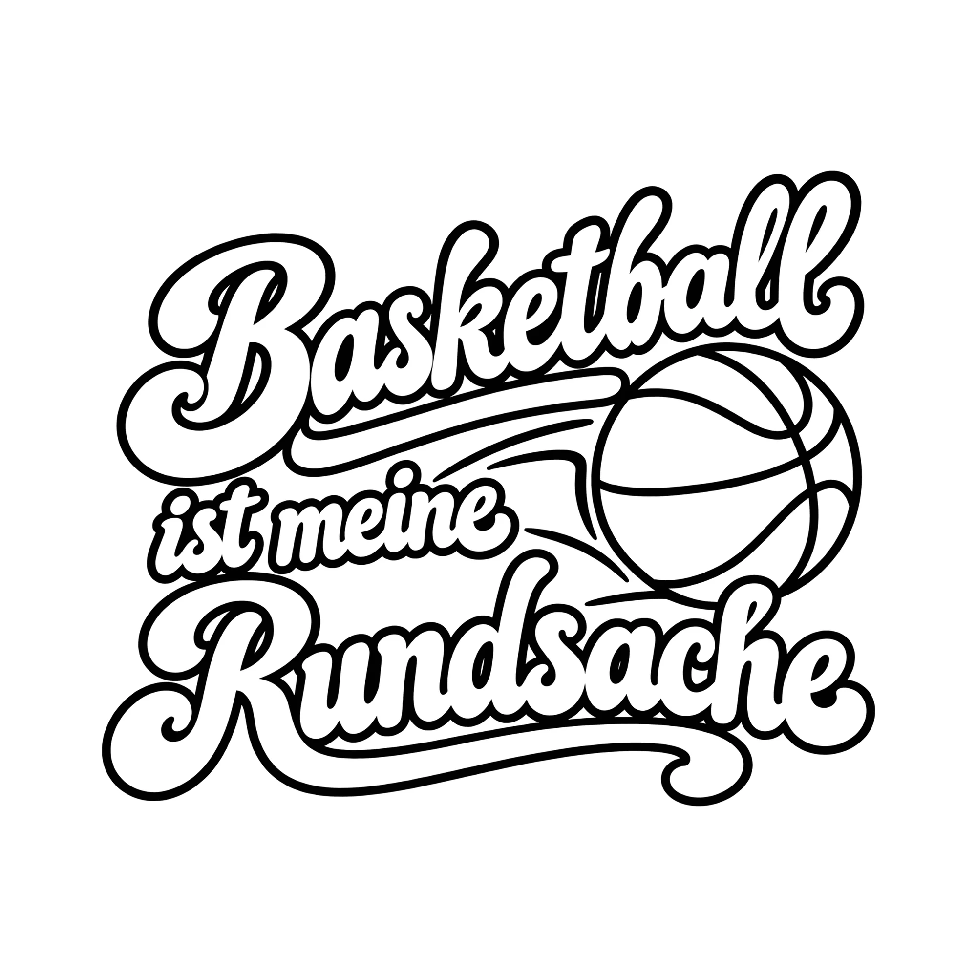 Bügelbild Basketball ist meine Rundsache als Grafik auf weißem Hintergrund (BB013851)