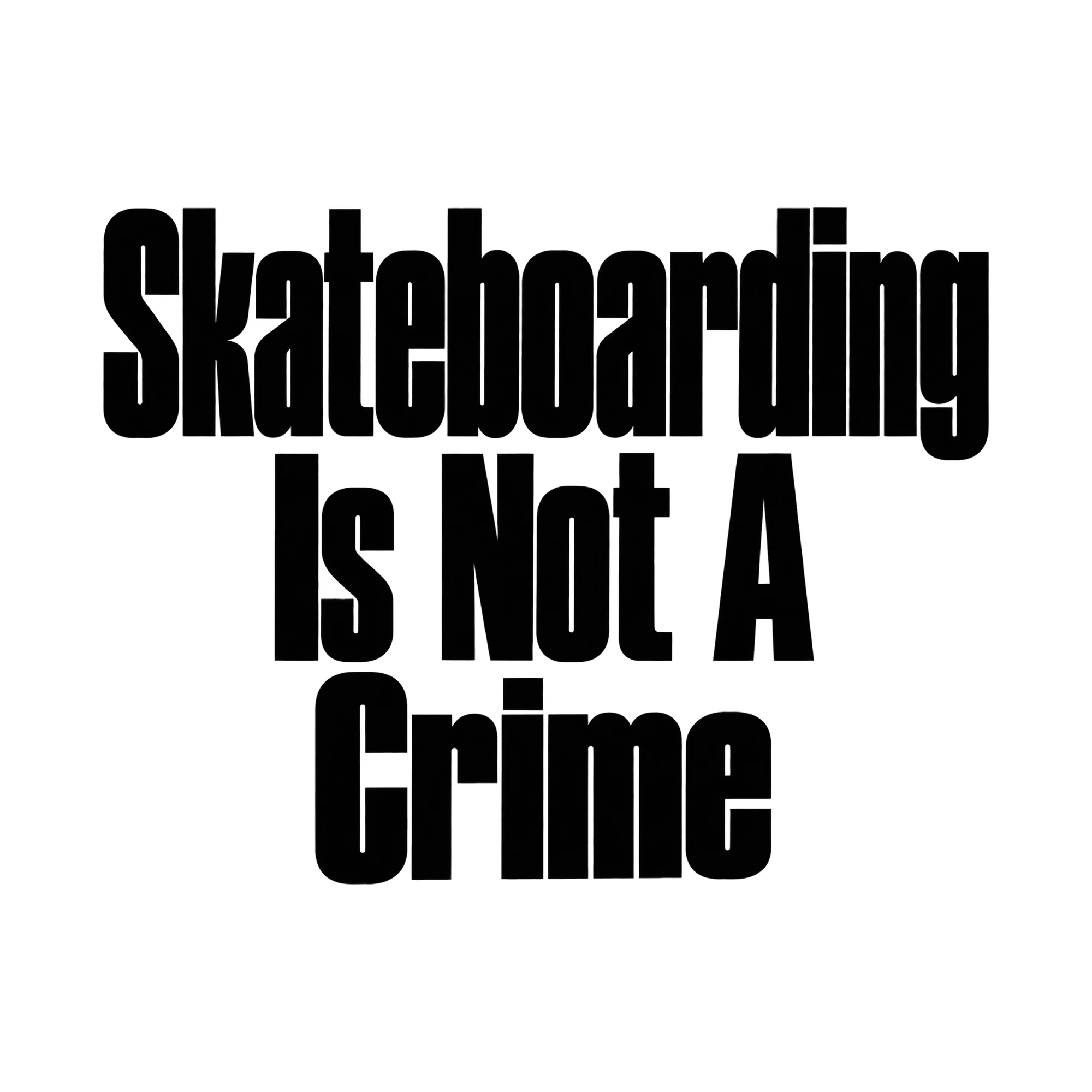 Bügelbild „Skateboarding Is Not A Crime“, Sport Shirt Spruch als Grafik auf weißem Hintergrund (BB015652)