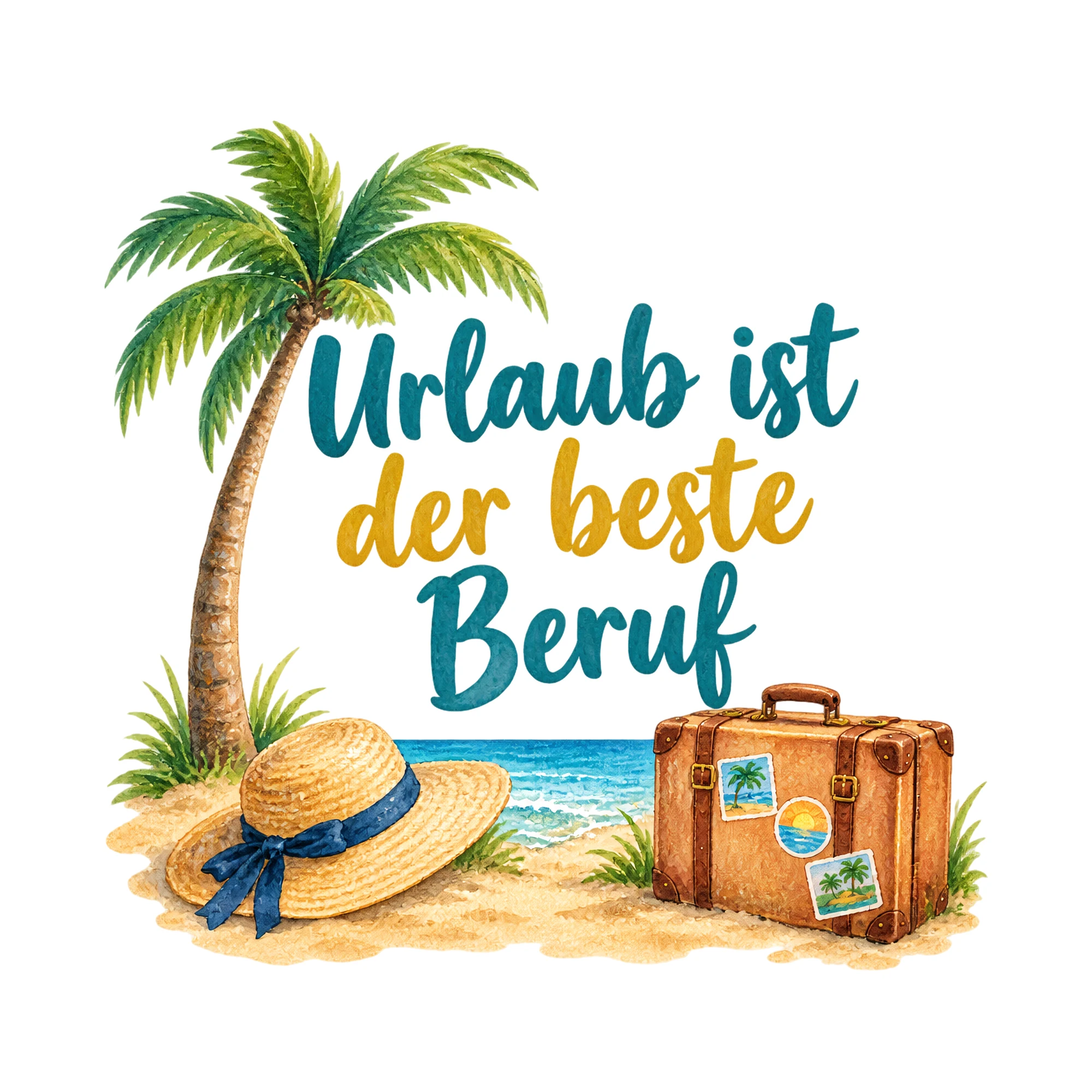 Bügelbild Urlaub ist der beste Beruf als Grafik auf weißem Hintergrund (BB018610)