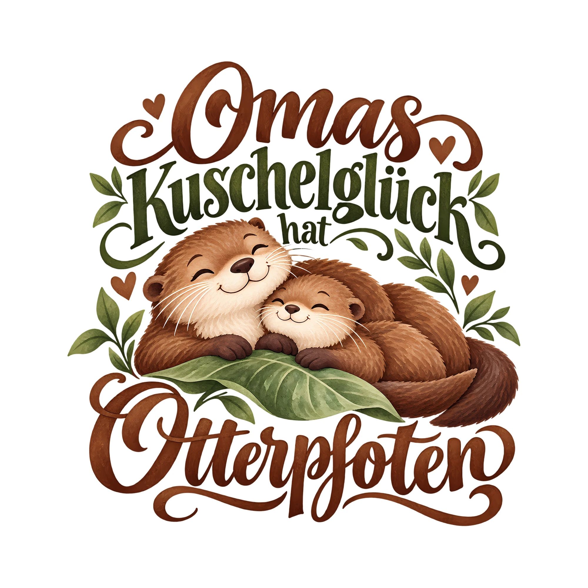 Bügelbild Omas Kuschelglück hat Otterpfoten als Grafik auf weißem Hintergrund (BB012525)