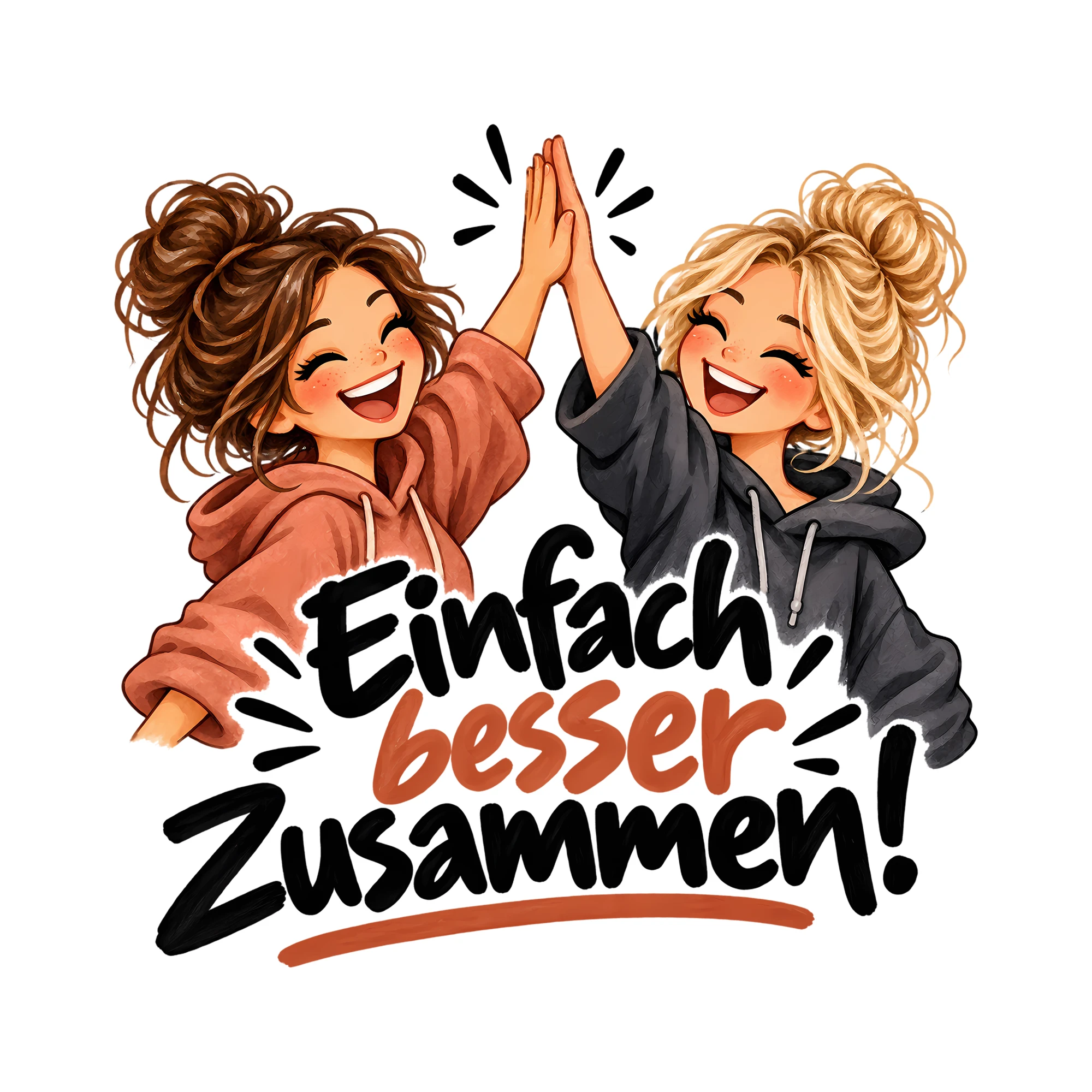 Bügelbild Einfach besser zusammen! als Grafik auf weißem Hintergrund (BB012252)