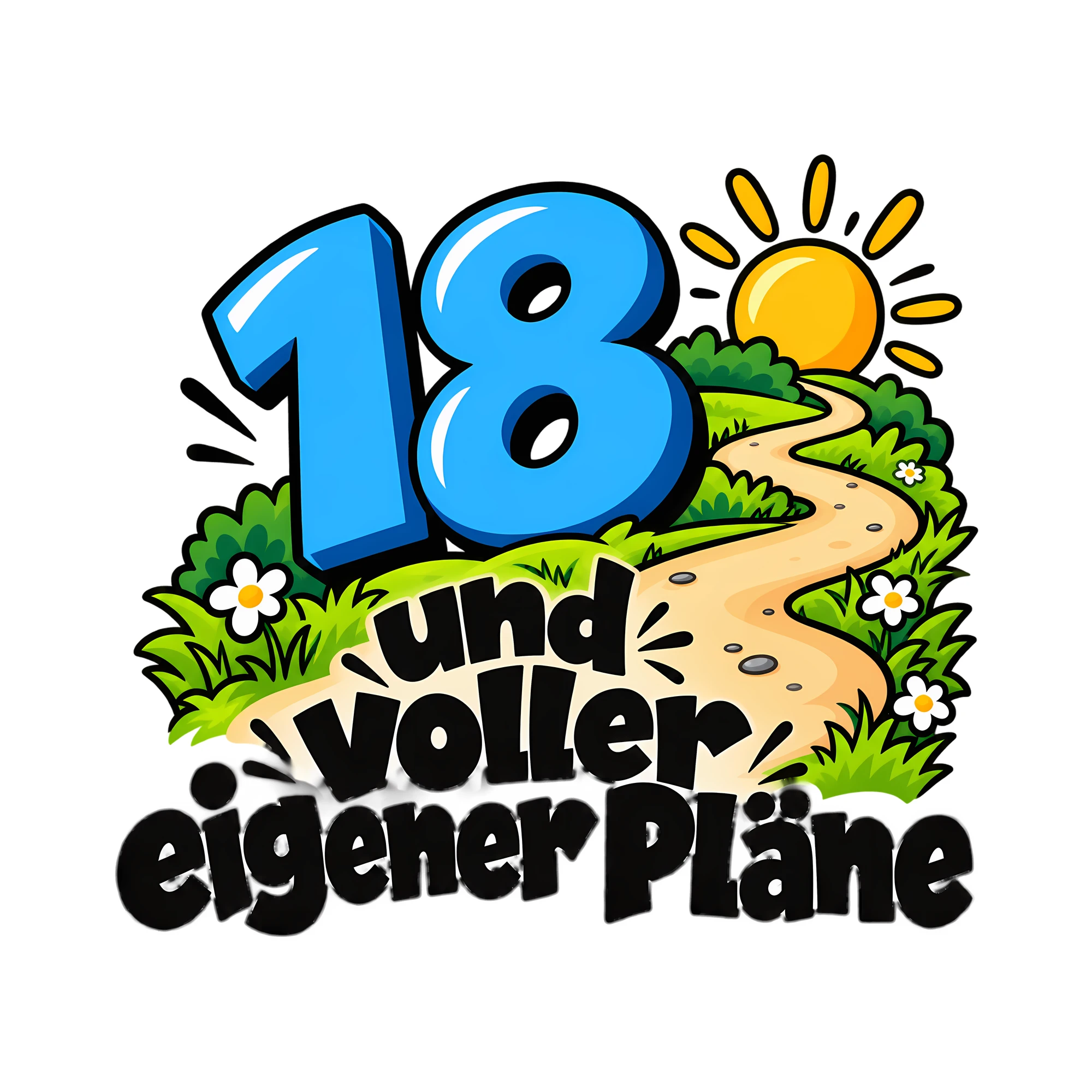 Bügelbild 18 und voller eigener Pläne als Grafik auf weißem Hintergrund (BB012602)