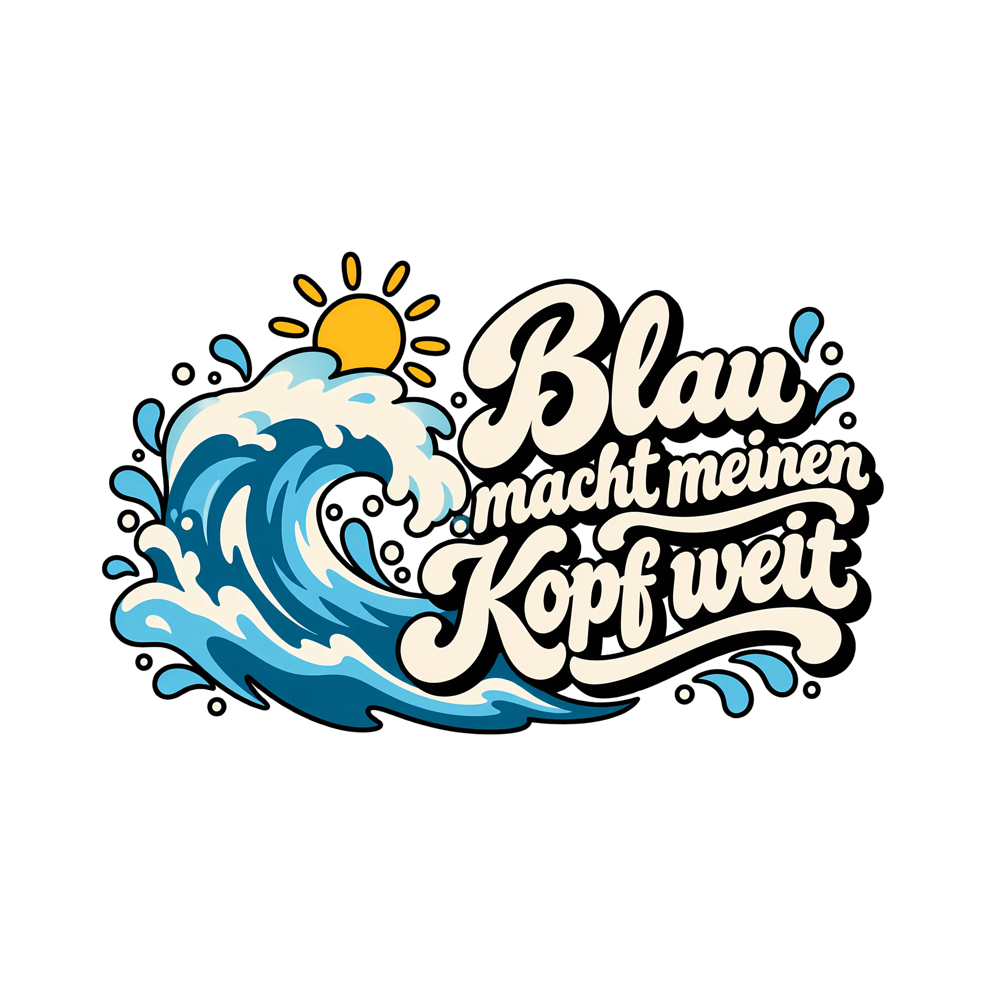 Bügelbild Blau macht meinen Kopf weit als Grafik auf weißem Hintergrund (BB013278)