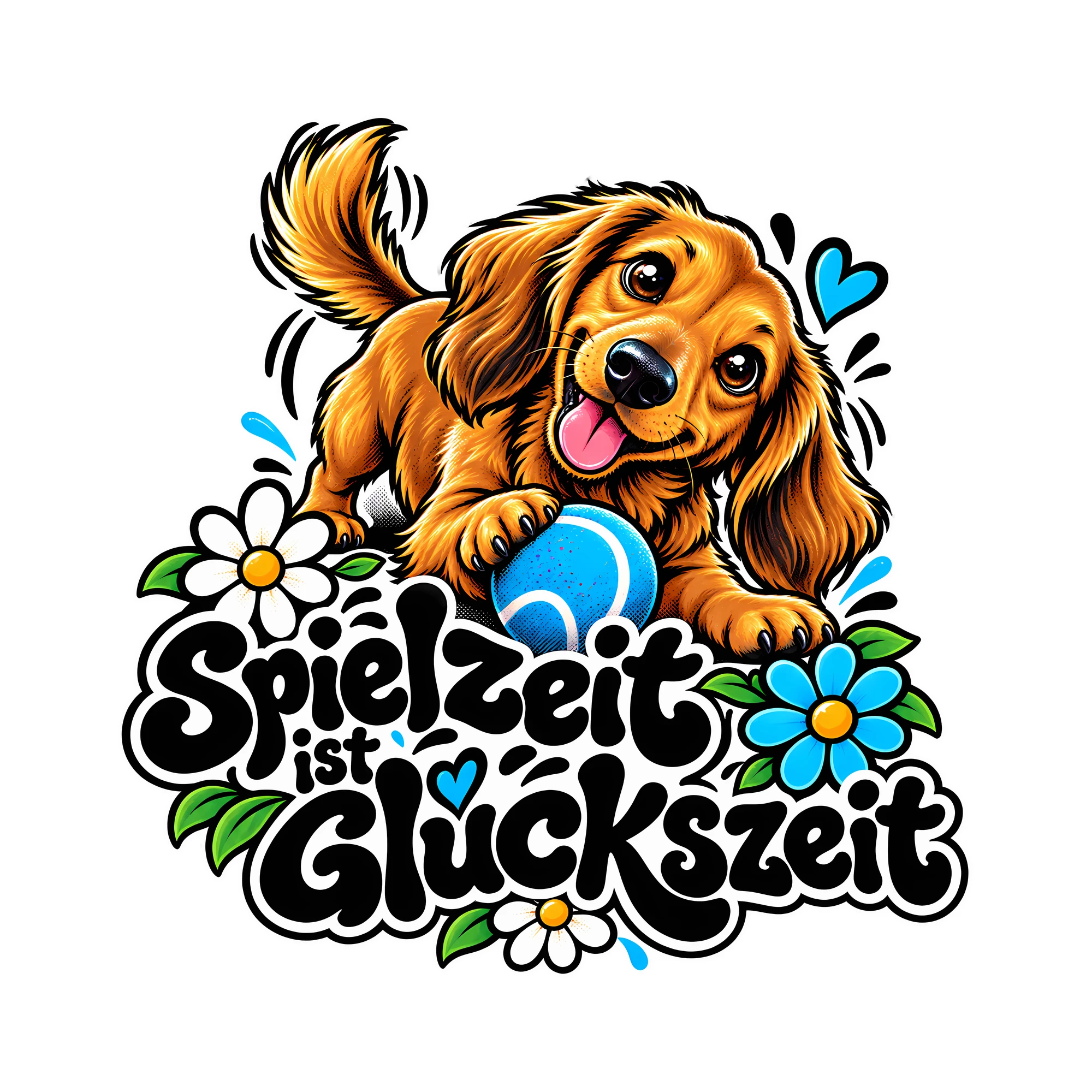Bügelbild Spielzeit ist Glückszeit als Grafik auf weißem Hintergrund (BB012841)