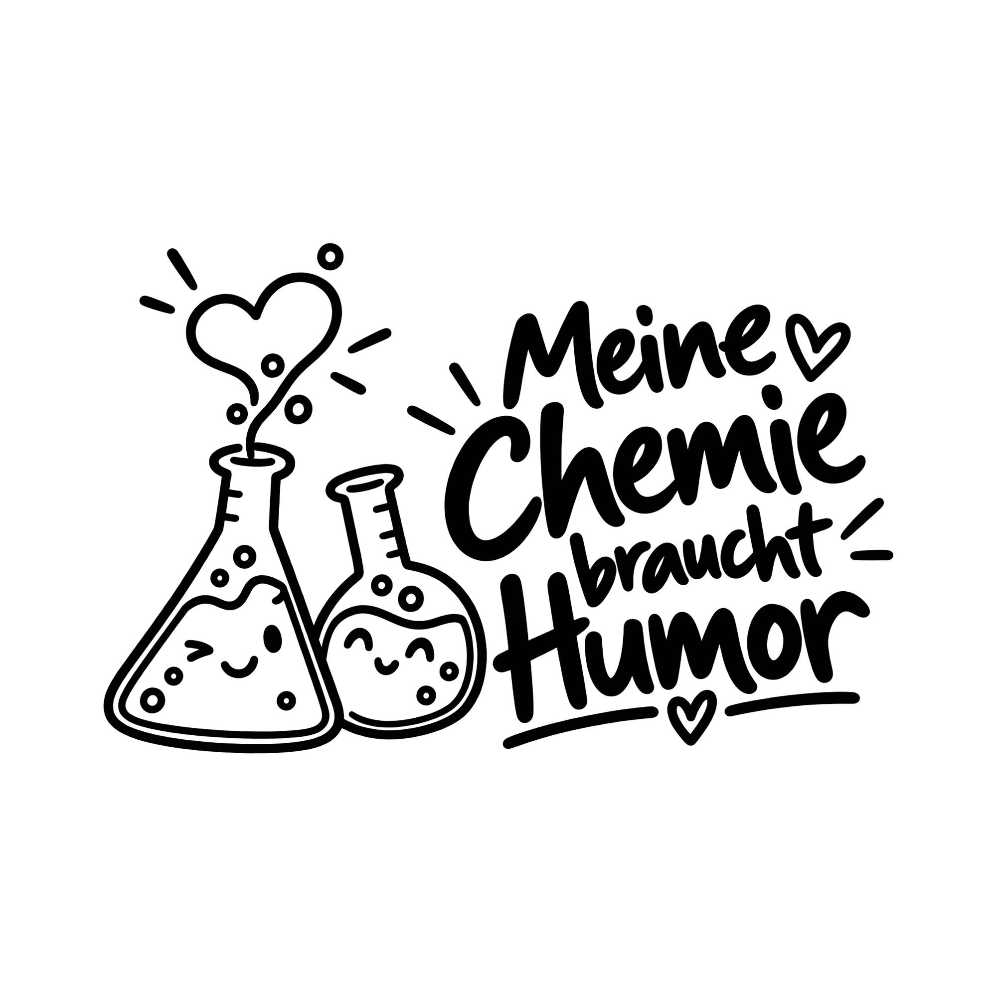 Bügelbild Meine Chemie braucht Humor als Grafik auf weißem Hintergrund (BB014226)