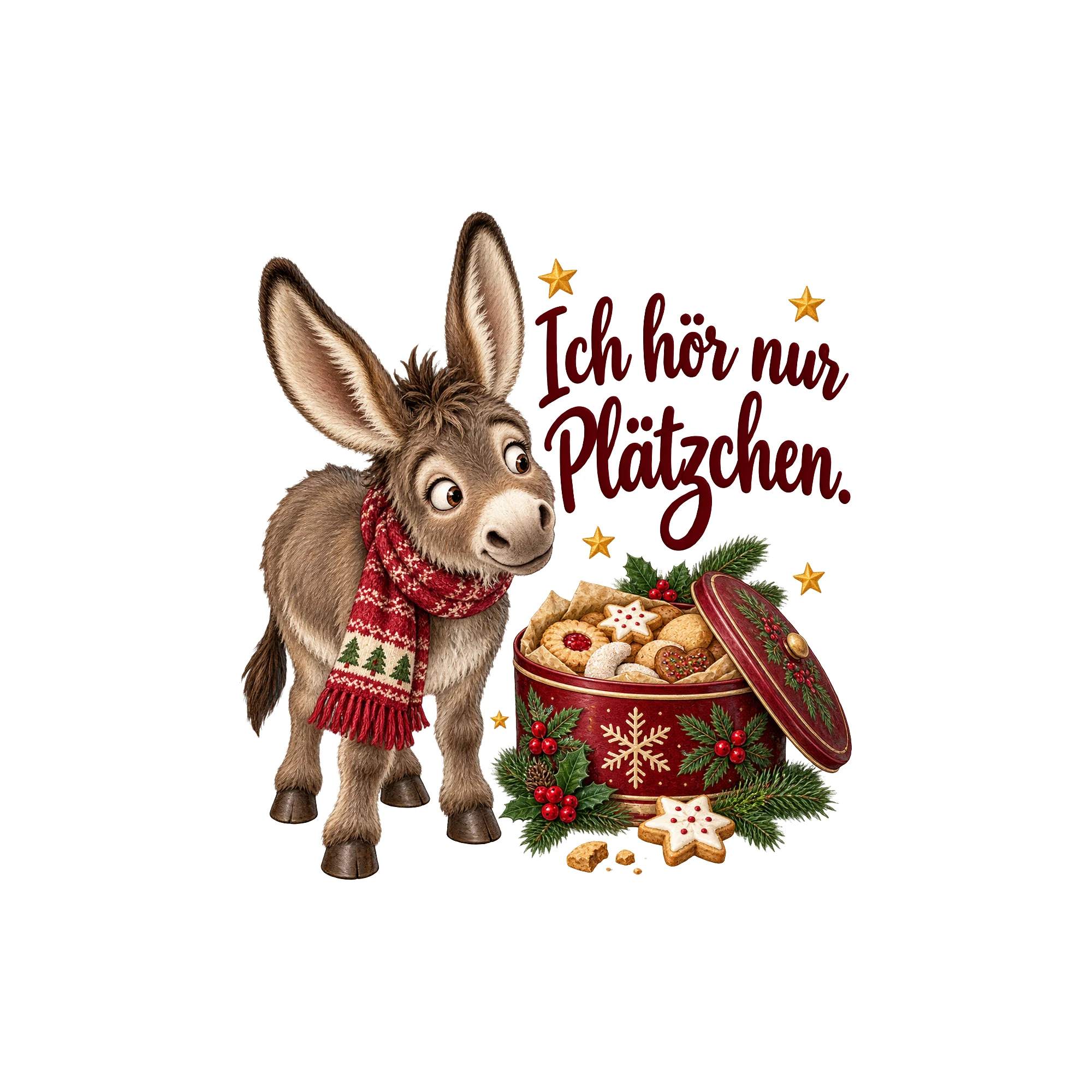 Bügelbild Ich hör nur Plätzchen. als Grafik auf weißem Hintergrund (BB011364)