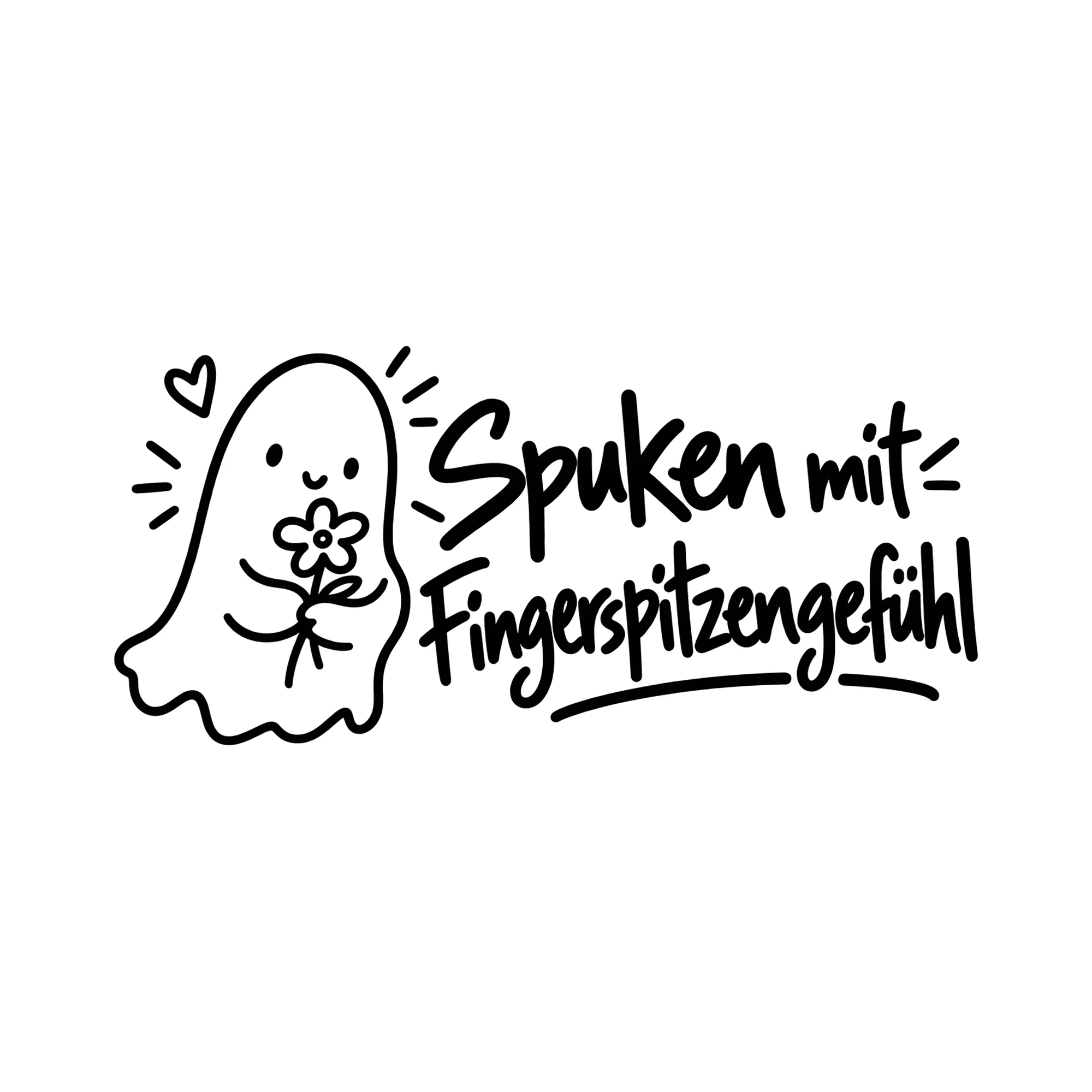 Bügelbild Spuken mit Fingerspitzengefühl als Grafik auf weißem Hintergrund (BB012649)